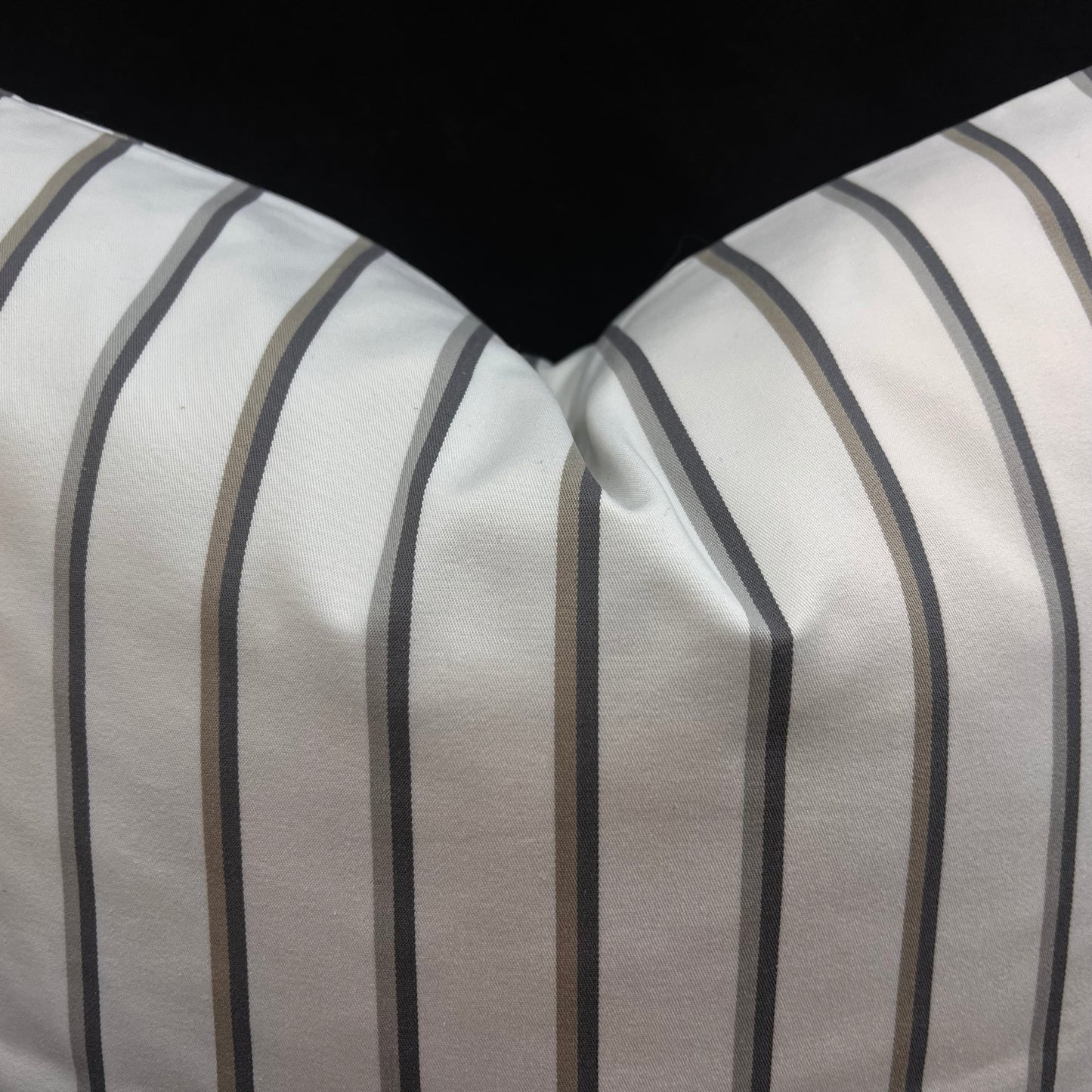 Luxury Designer White Grey Striped Cotton Fabric Cushion Pillow Throw Cover