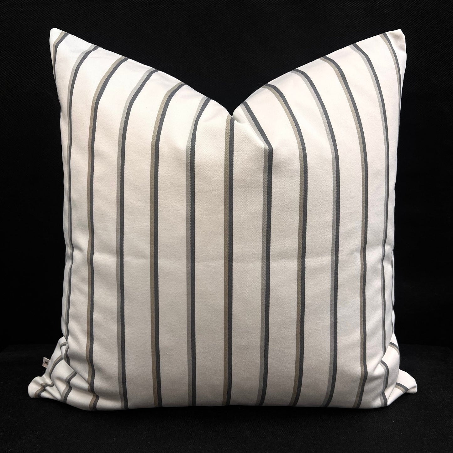 Luxury Designer White Grey Striped Cotton Fabric Cushion Pillow Throw Cover
