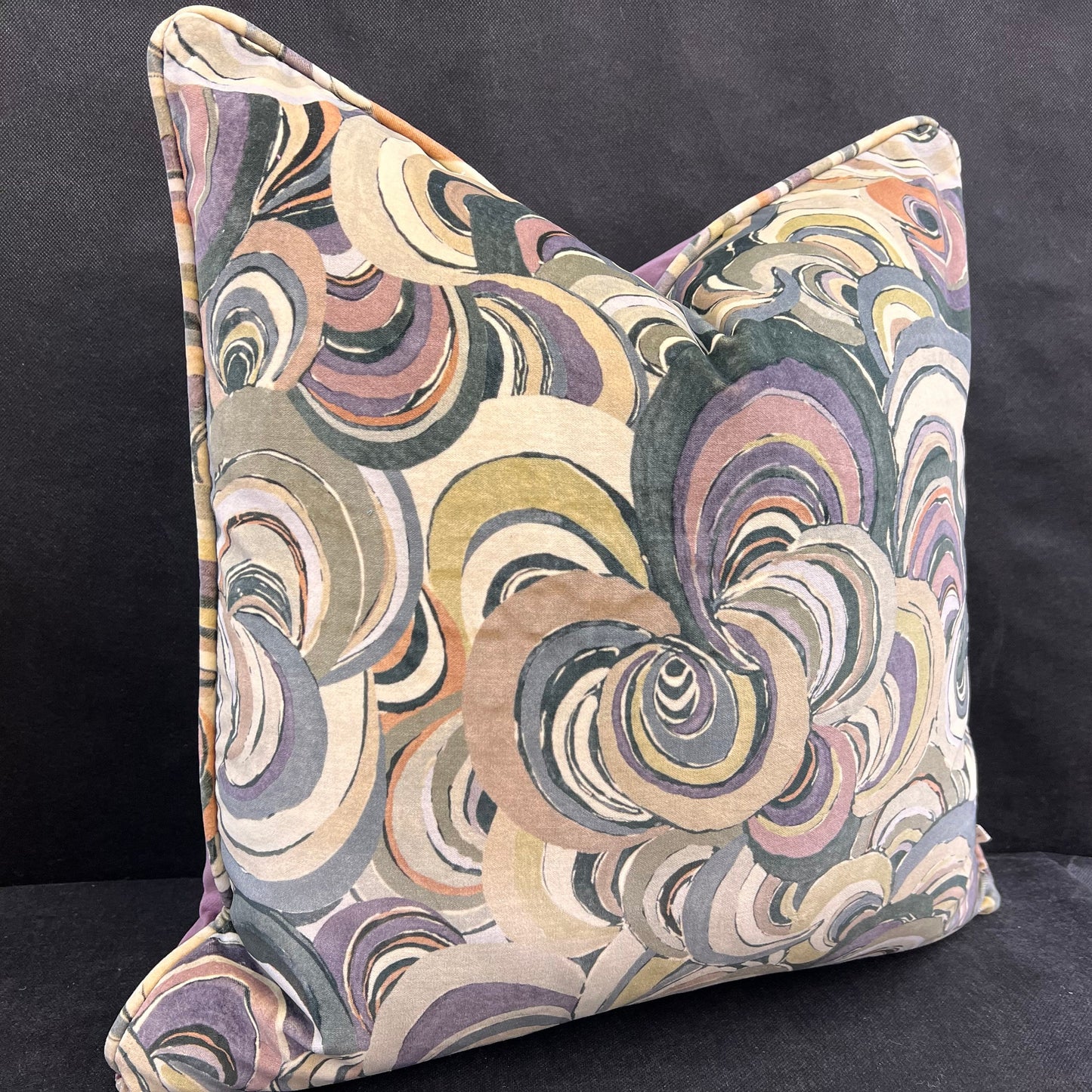 Boeme Luxury Designer Contemporary Taupe Grey Mauve Velvet Cushion Throw Pillow Cover