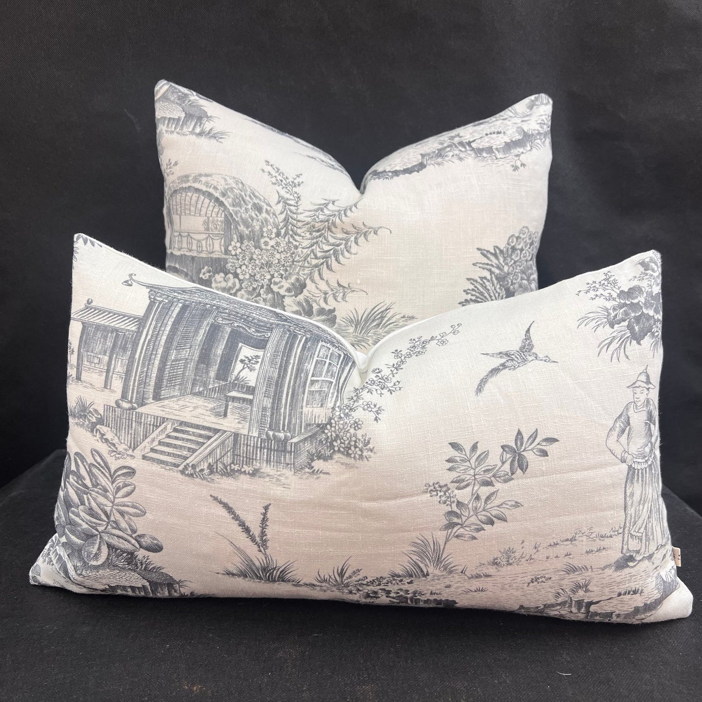 Chivasso Whisperers Garden Luxury Designer Toile Linen Grey Sofa Cushion Pillow Cover