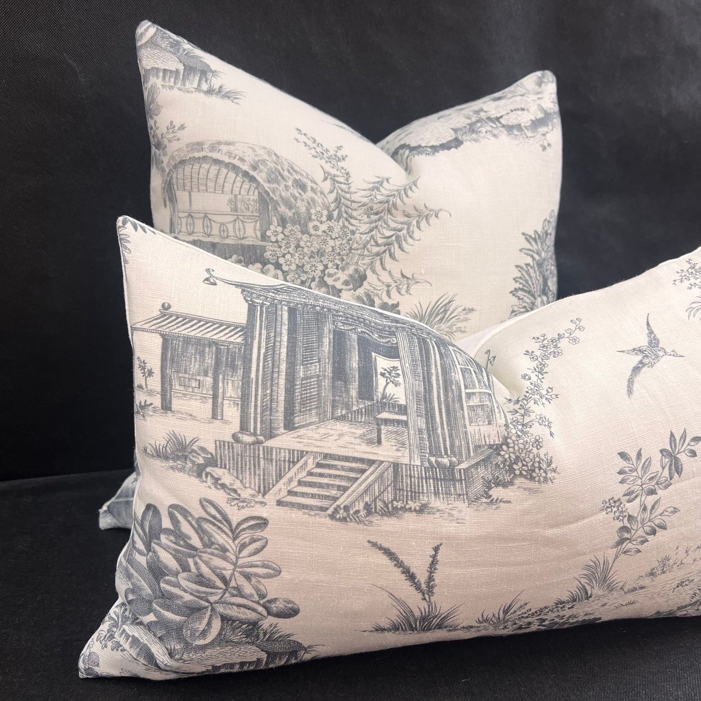 Chivasso Whisperers Garden Luxury Designer Toile Linen Grey Sofa Cushion Pillow Cover
