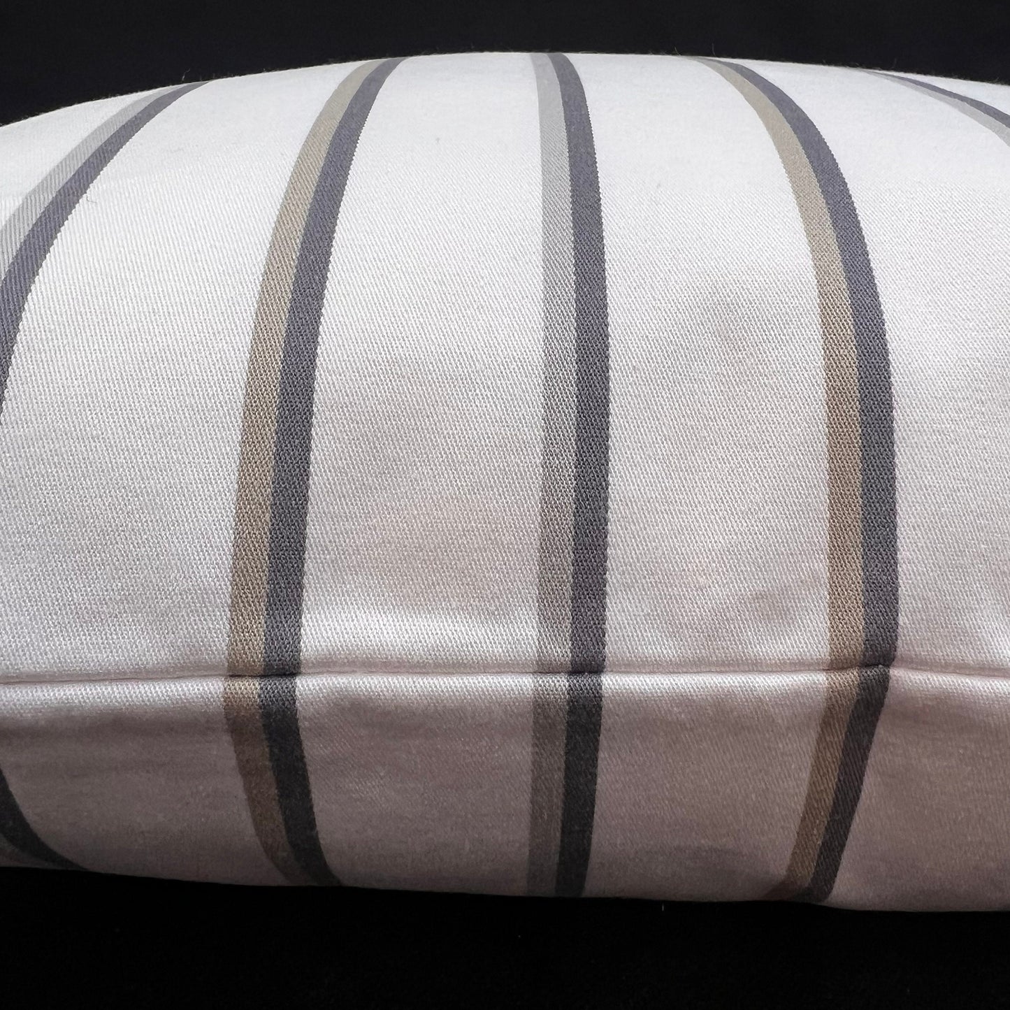 Luxury Designer White Grey Striped Cotton Fabric Cushion Pillow Throw Cover