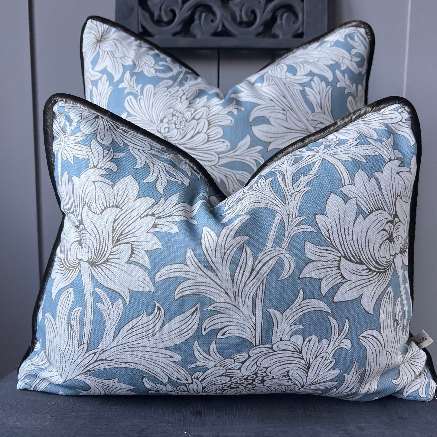 William Morris Chrysanthemum Toile Luxury Designer Fabric Vintage Blue Floral Cushion Pillow Cover