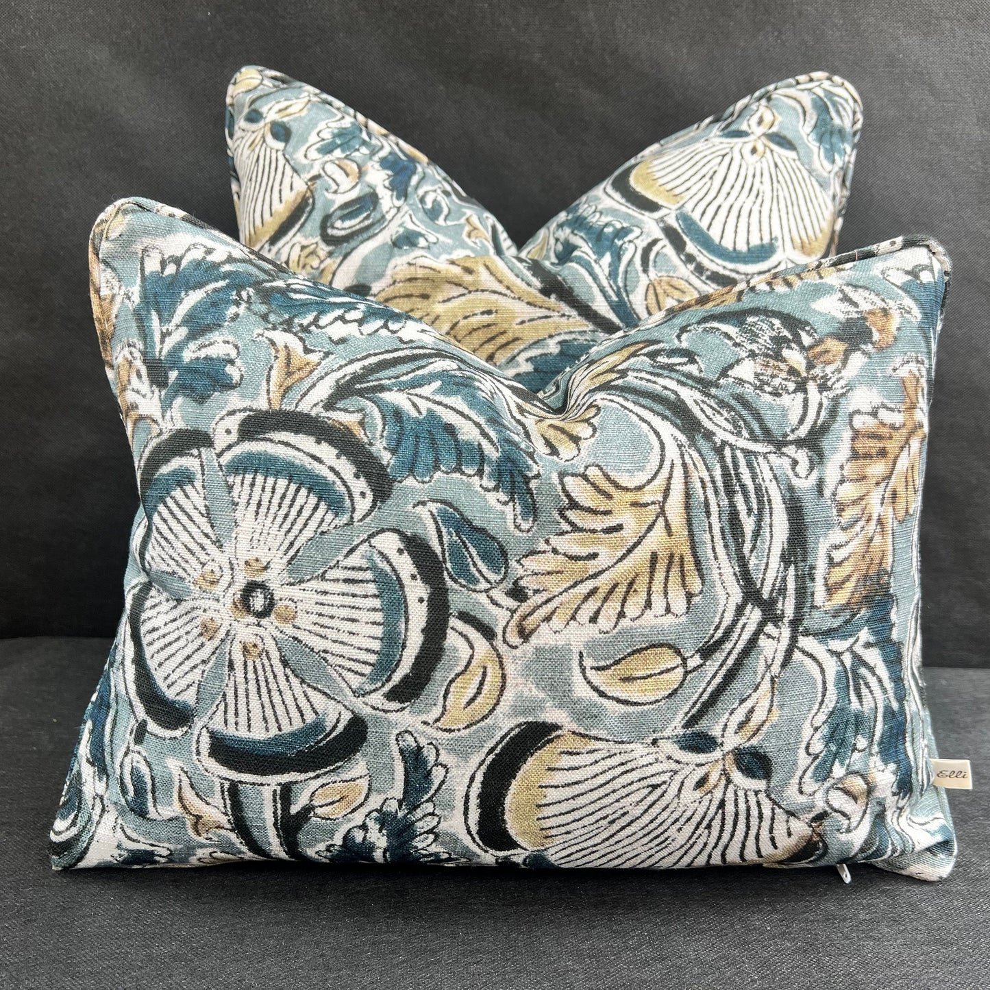 William Yeoward Kalamos Blue Black Contemporary Fabric Cushion Pillow Cover