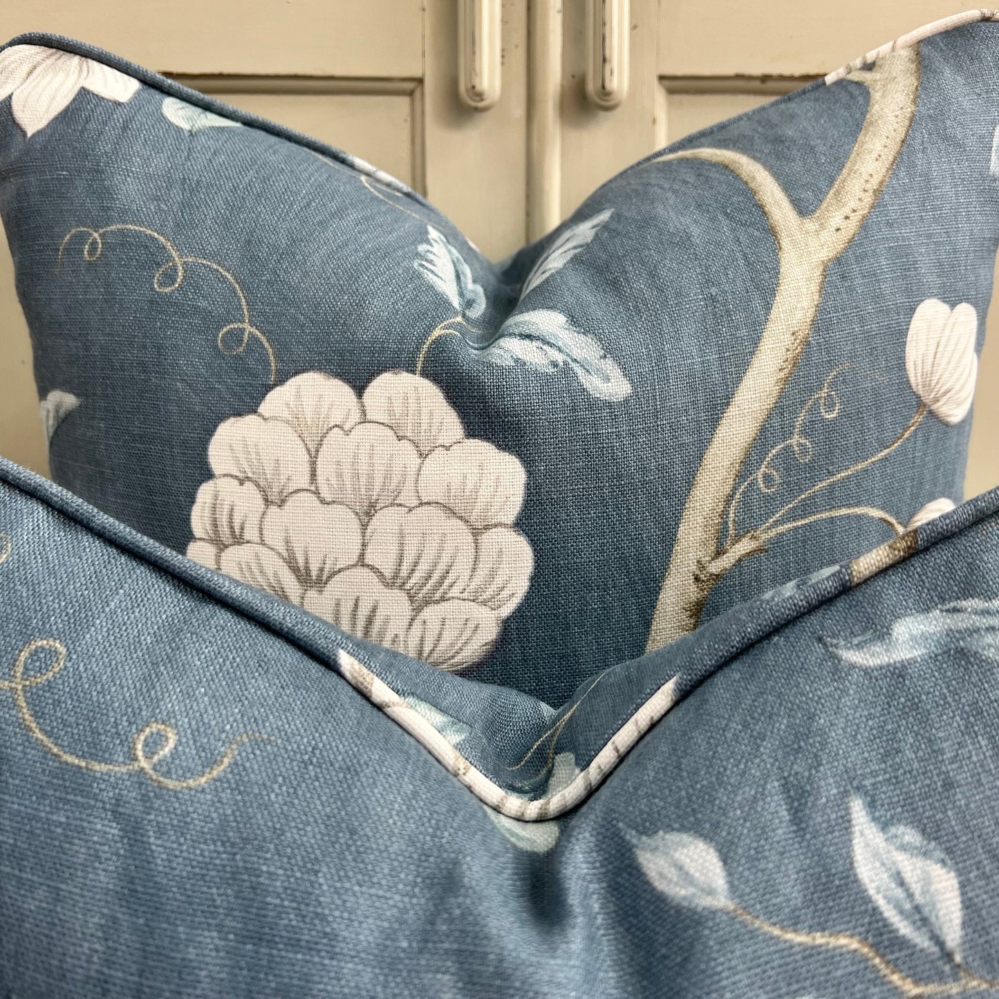 Colefax and Fowler Snowtree Luxury Designer Blue Decorative Cushion Pillow Cover