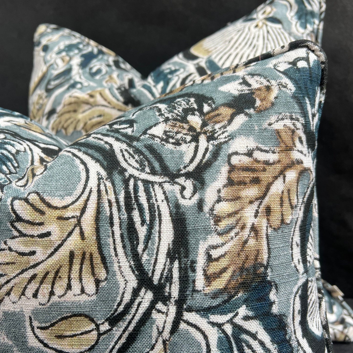 William Yeoward Kalamos Blue Black Contemporary Fabric Cushion Pillow Cover