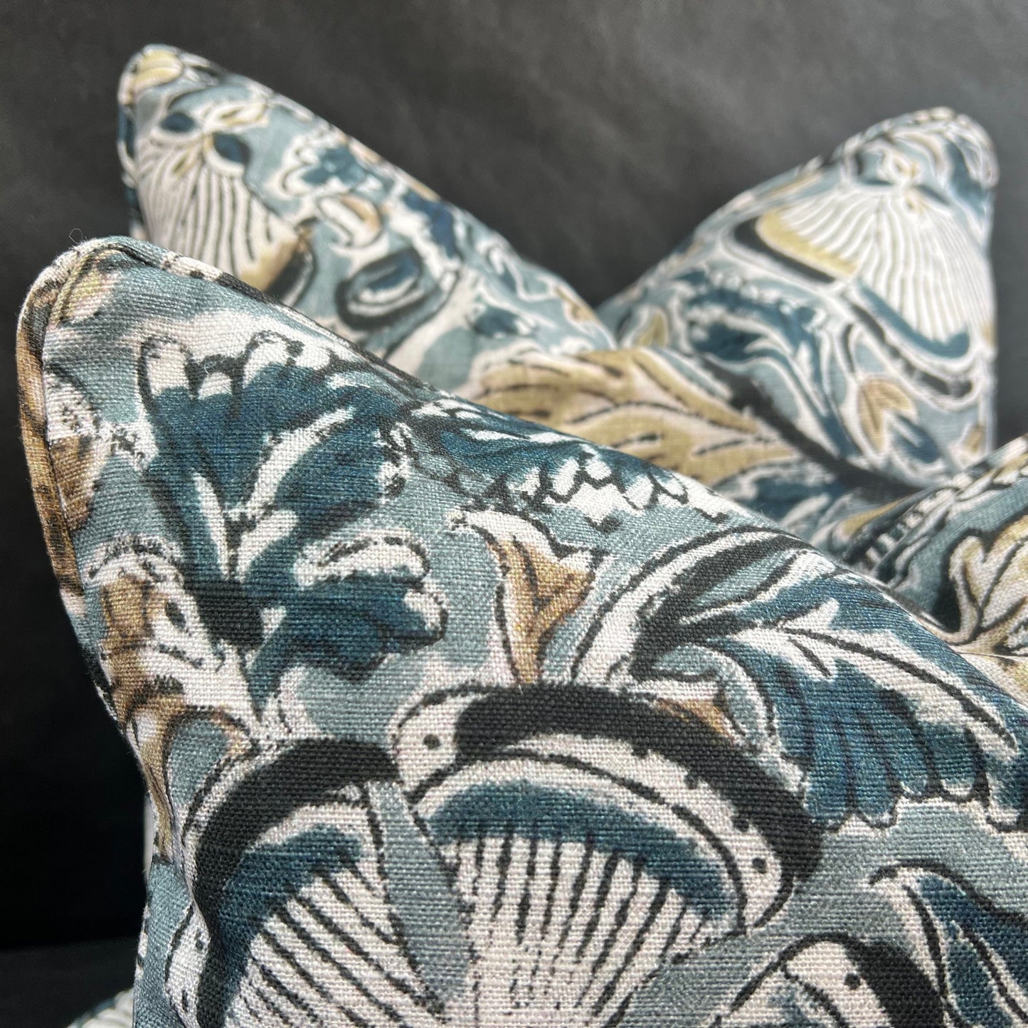 William Yeoward Kalamos Blue Black Contemporary Fabric Cushion Pillow Cover
