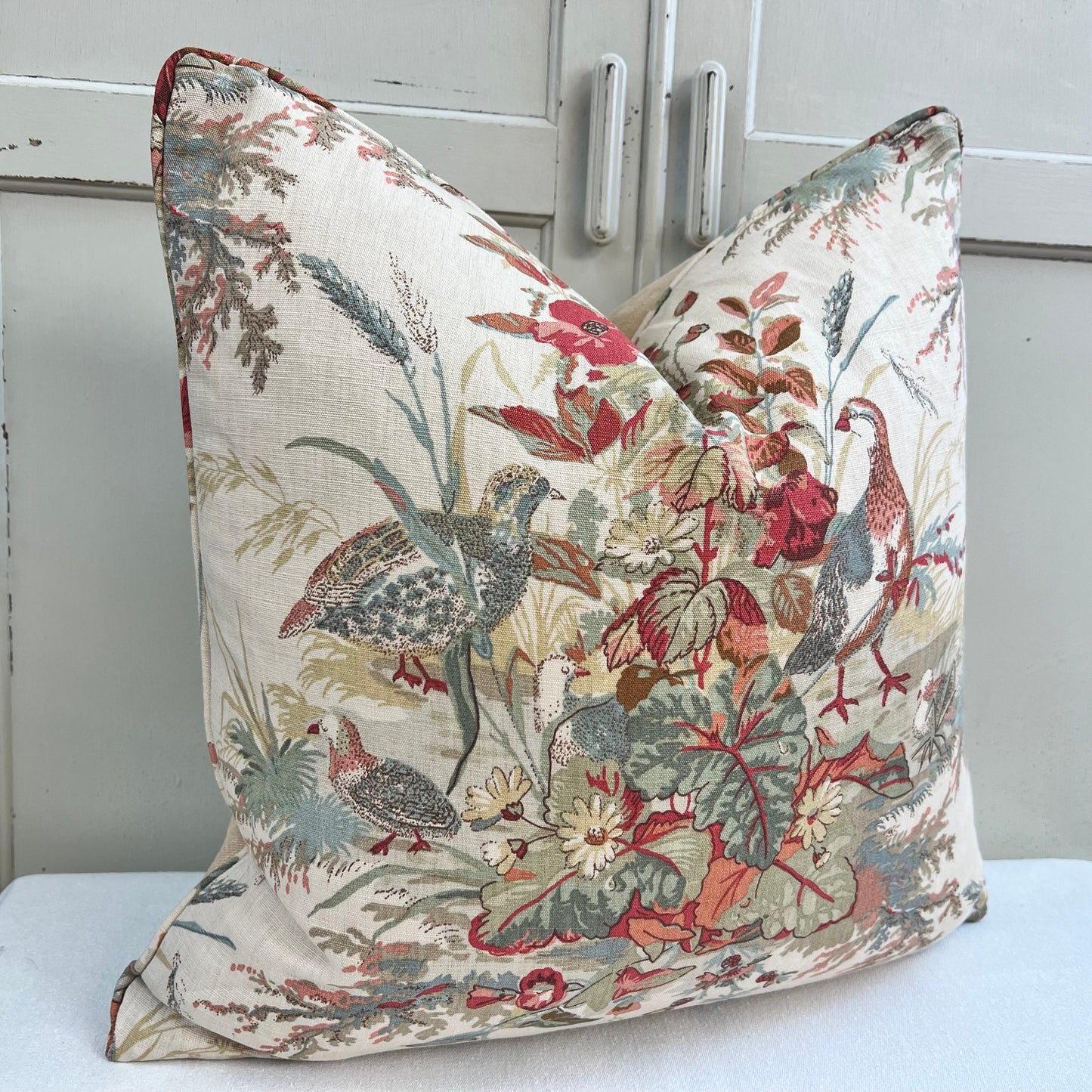 Schumacher Quail Meadow Winter Traditional Luxury Designer Cushion Sofa Throw Pillow Cover