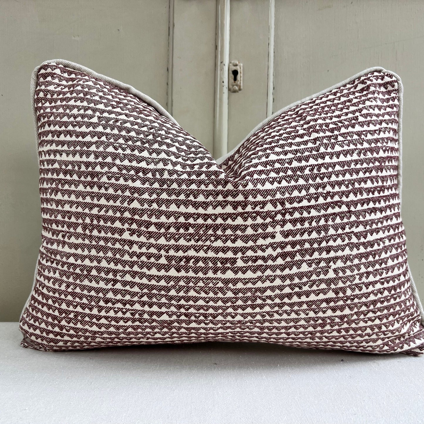 Cushions Made In Fermoie Mendip Burgundy Neutral Cotton Cushion Pillow Throw Cover