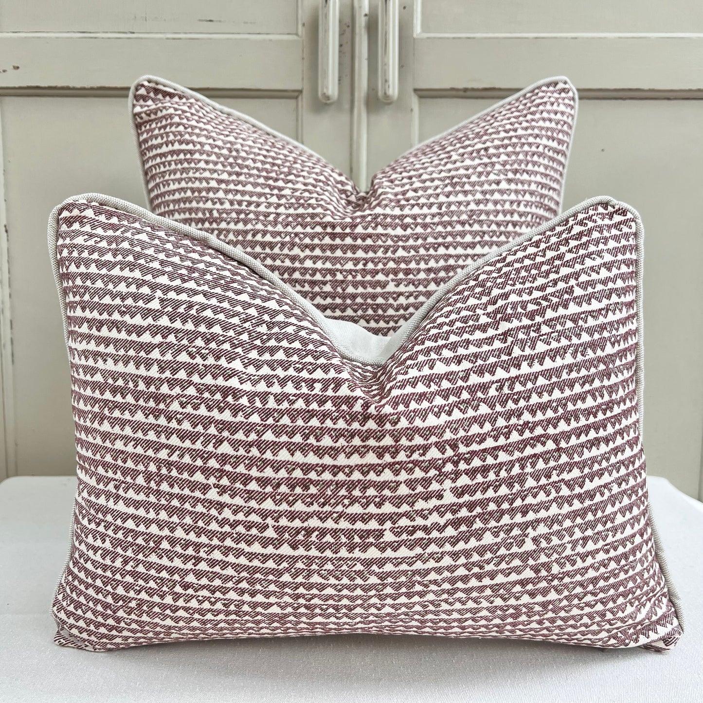 Cushions Made In Fermoie Mendip Burgundy Neutral Cotton Cushion Pillow Throw Cover