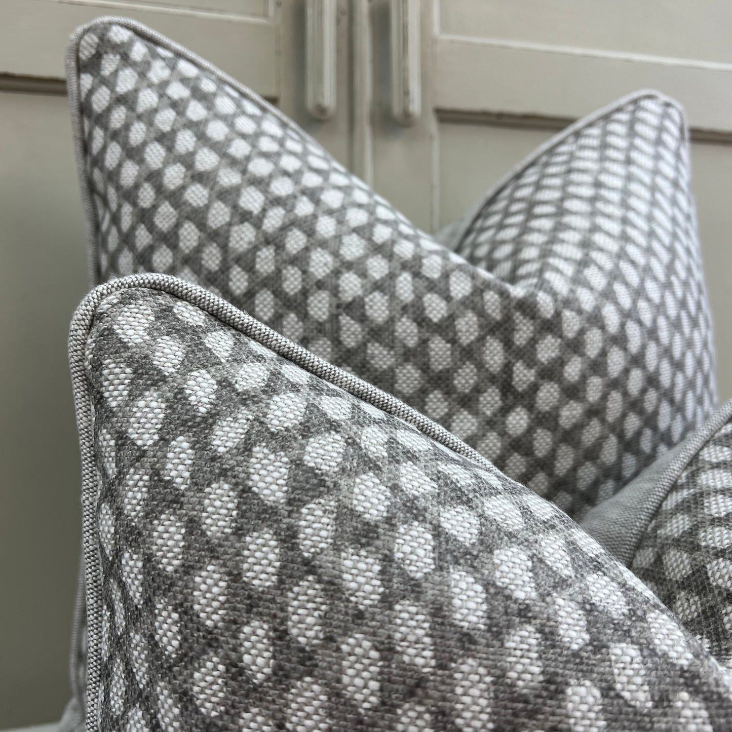Fermoie Wicker Luxury Designer Decorative Grey Beige Linen Cushion Pillow Throw Cover