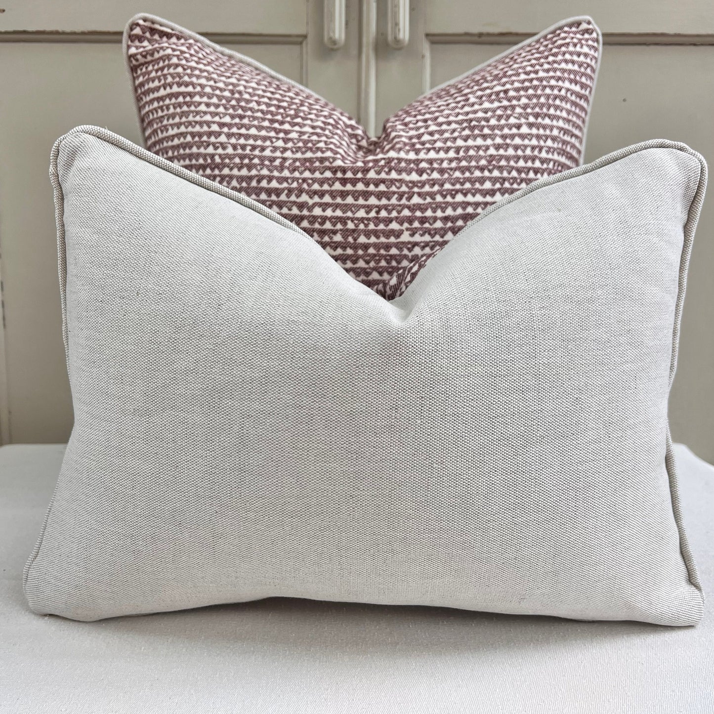 Cushions Made In Fermoie Mendip Burgundy Neutral Cotton Cushion Pillow Throw Cover
