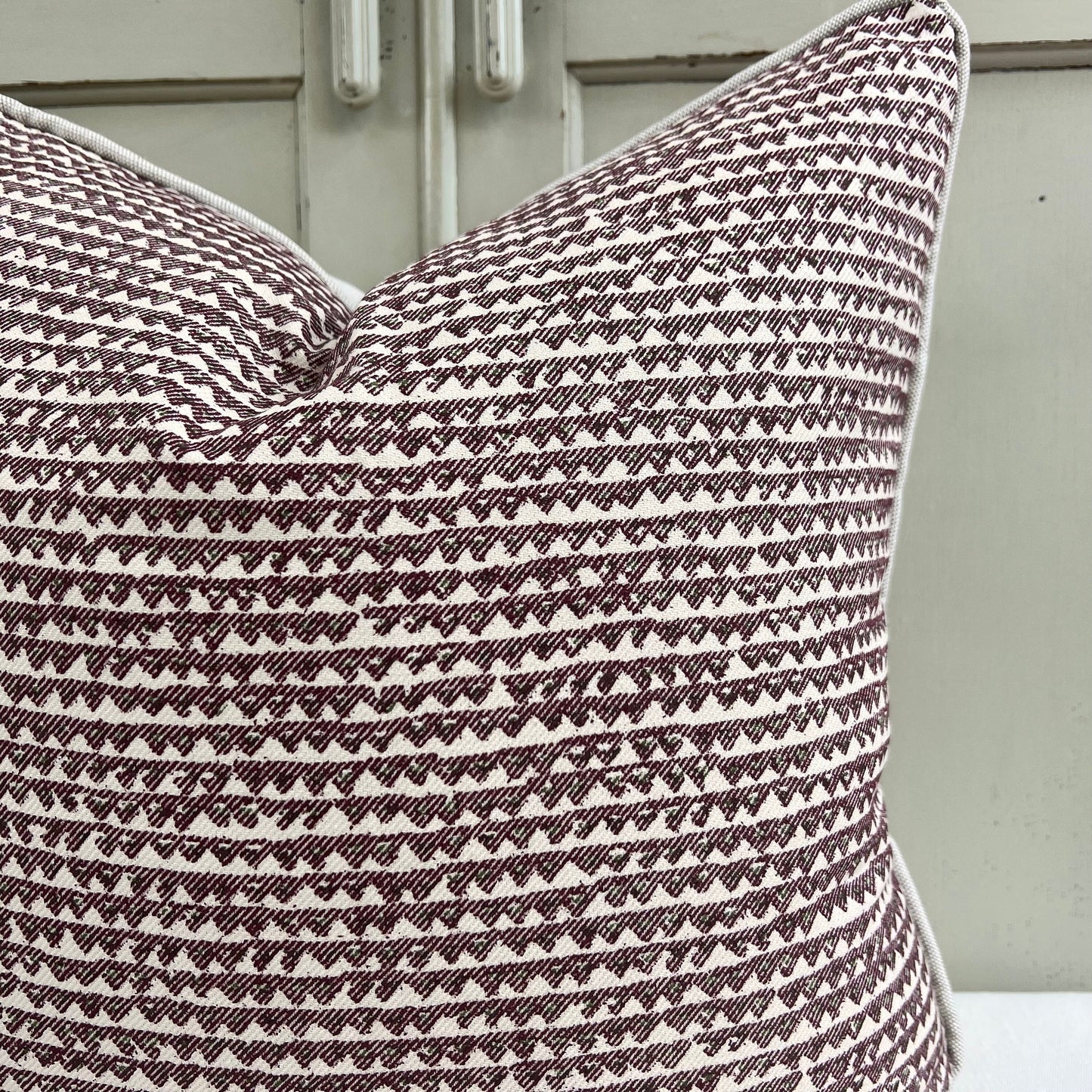 Cushions Made In Fermoie Mendip Burgundy Neutral Cotton Cushion Pillow Throw Cover