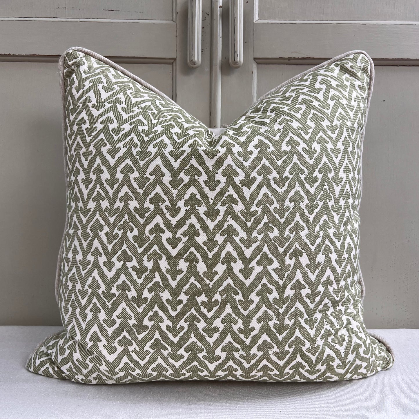 Cushions Made In Fermoie Rabanna Cotton Decorative Neutral Green Cushion Pillow Throw Cover