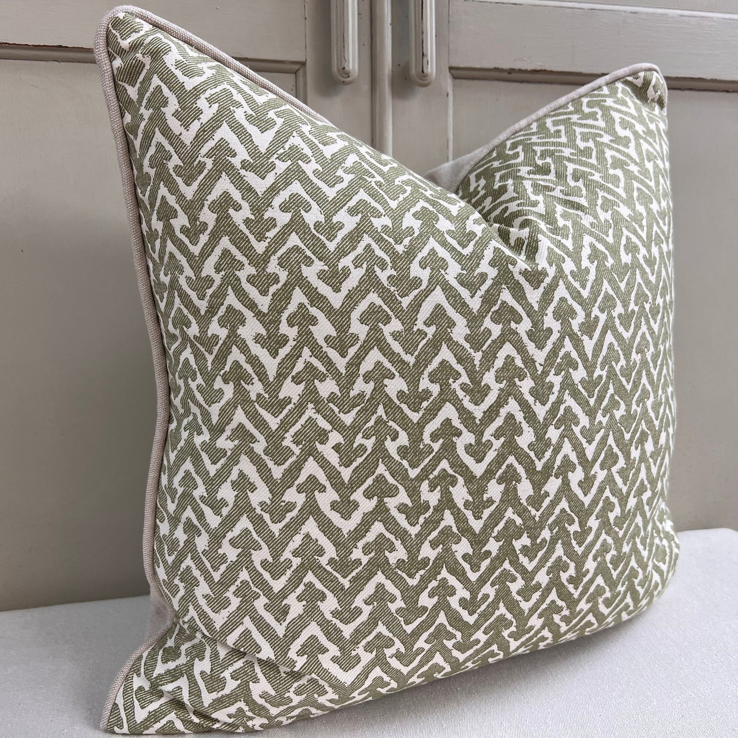 Cushions Made In Fermoie Rabanna Cotton Decorative Neutral Green Cushion Pillow Throw Cover
