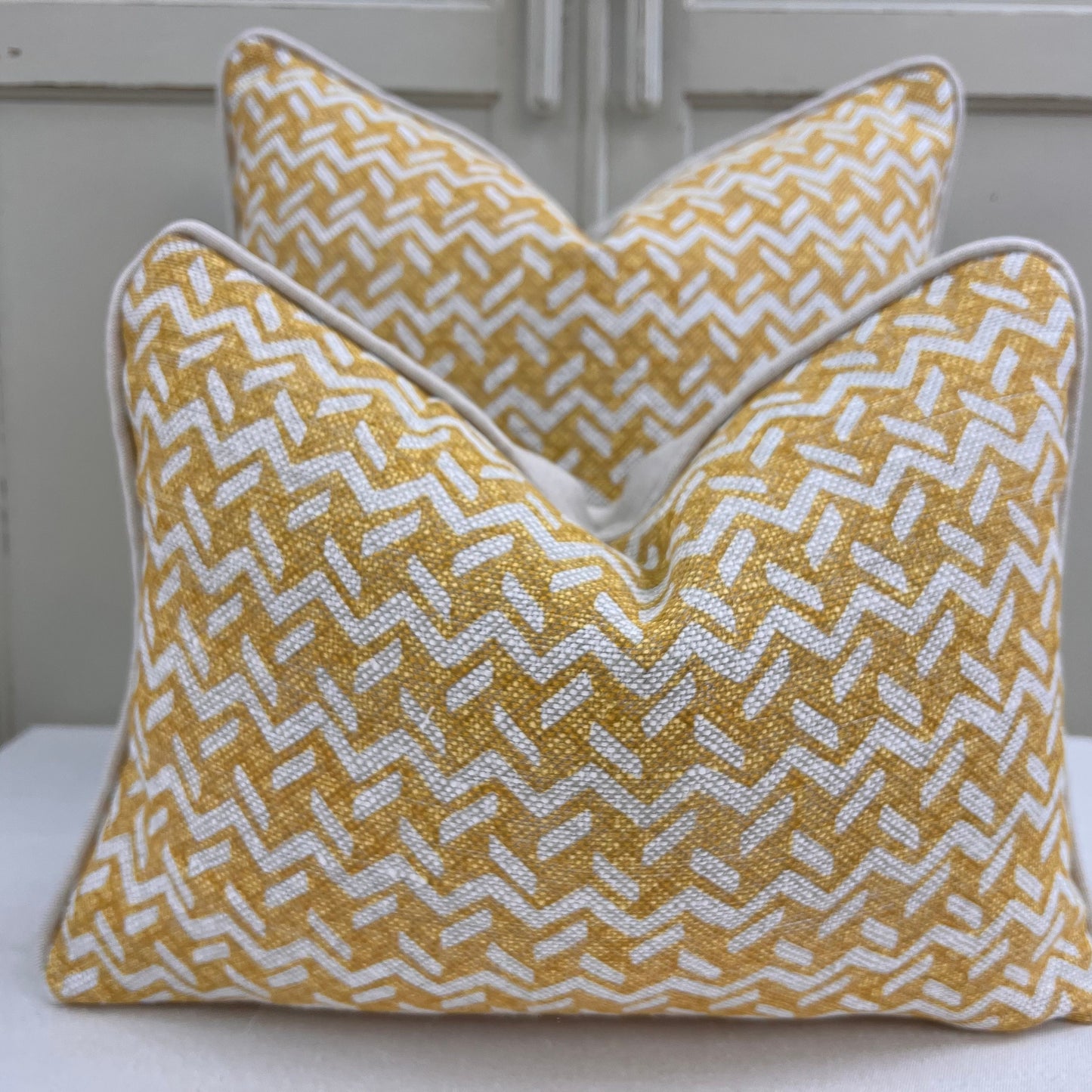 Cushions Made In Fermoie Chiltern Luxury Designer Decorative Neutral Yellow Linen Cushion Pillow Throw Cover