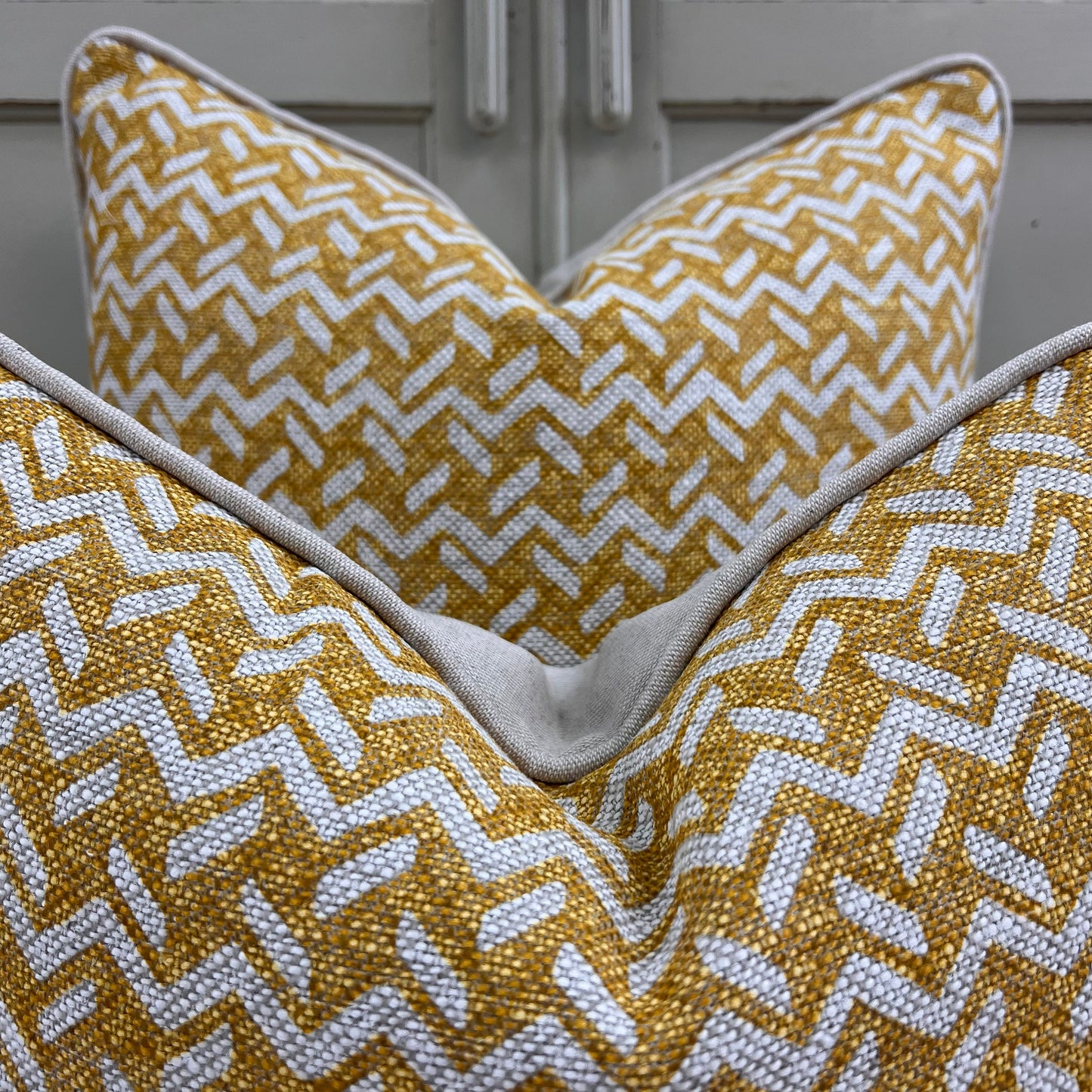 Cushions Made In Fermoie Chiltern Luxury Designer Decorative Neutral Yellow Linen Cushion Pillow Throw Cover