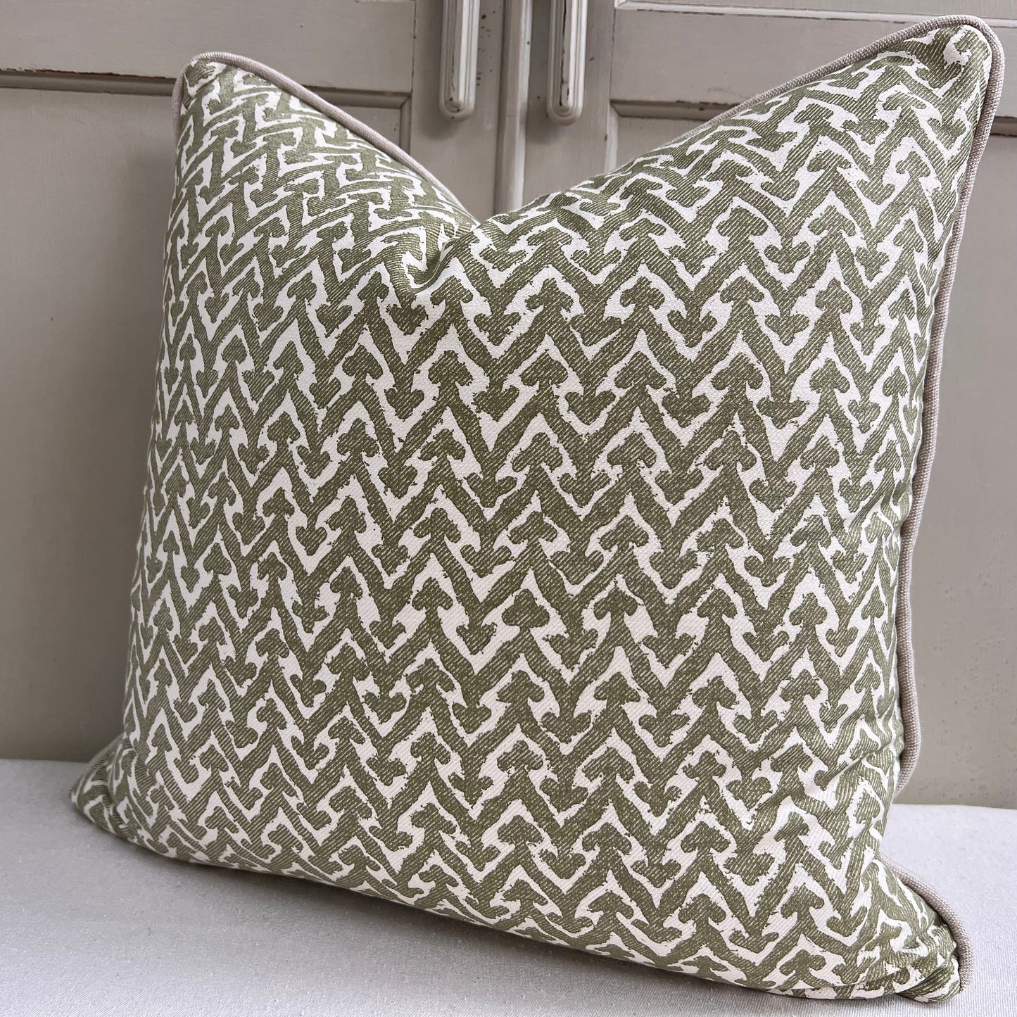 Cushions Made In Fermoie Rabanna Cotton Decorative Neutral Green Cushion Pillow Throw Cover