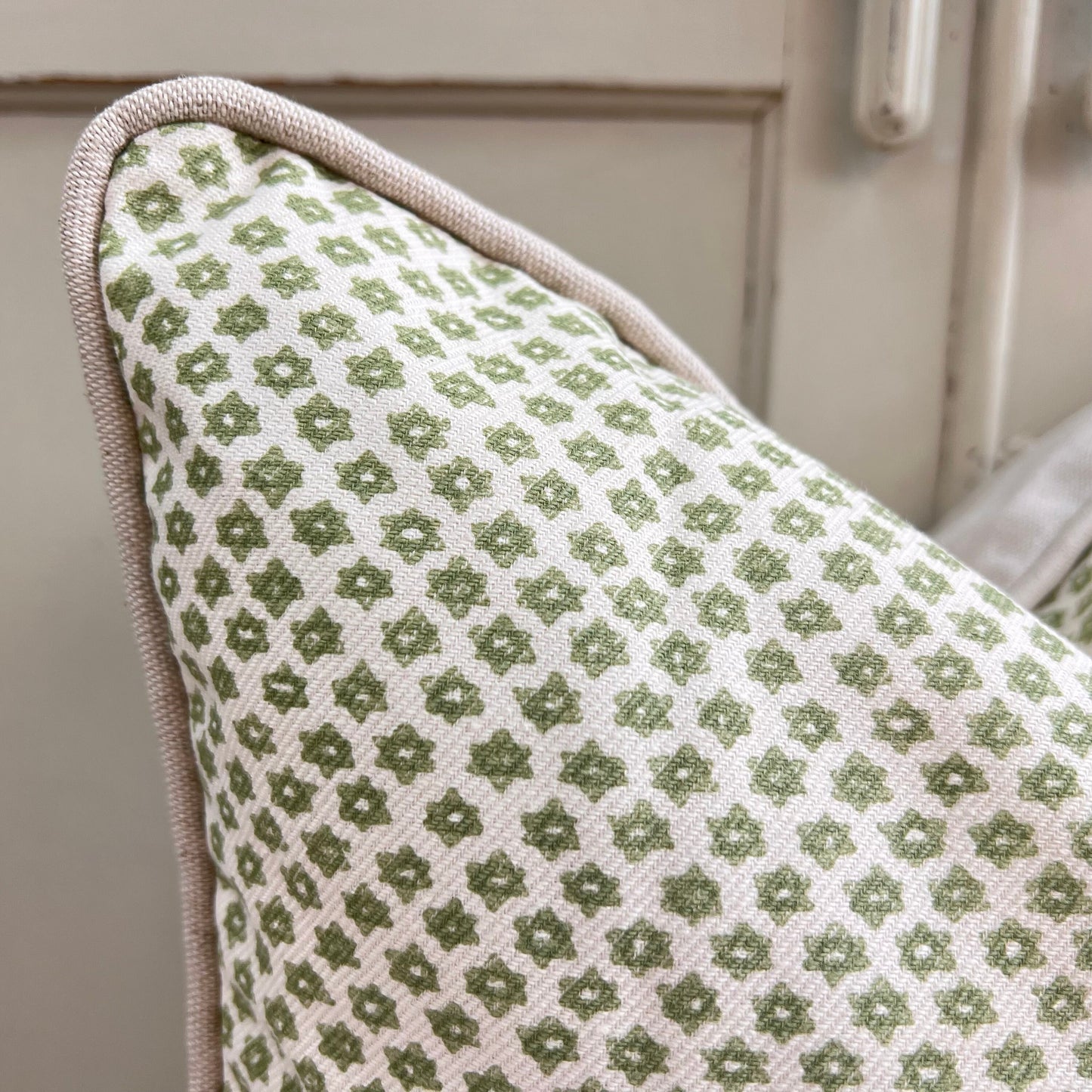 Cushions Made In Fermoie Marden Luxury Designer Decorative Green Cream Cotton Cushion Pillow Throw Cover