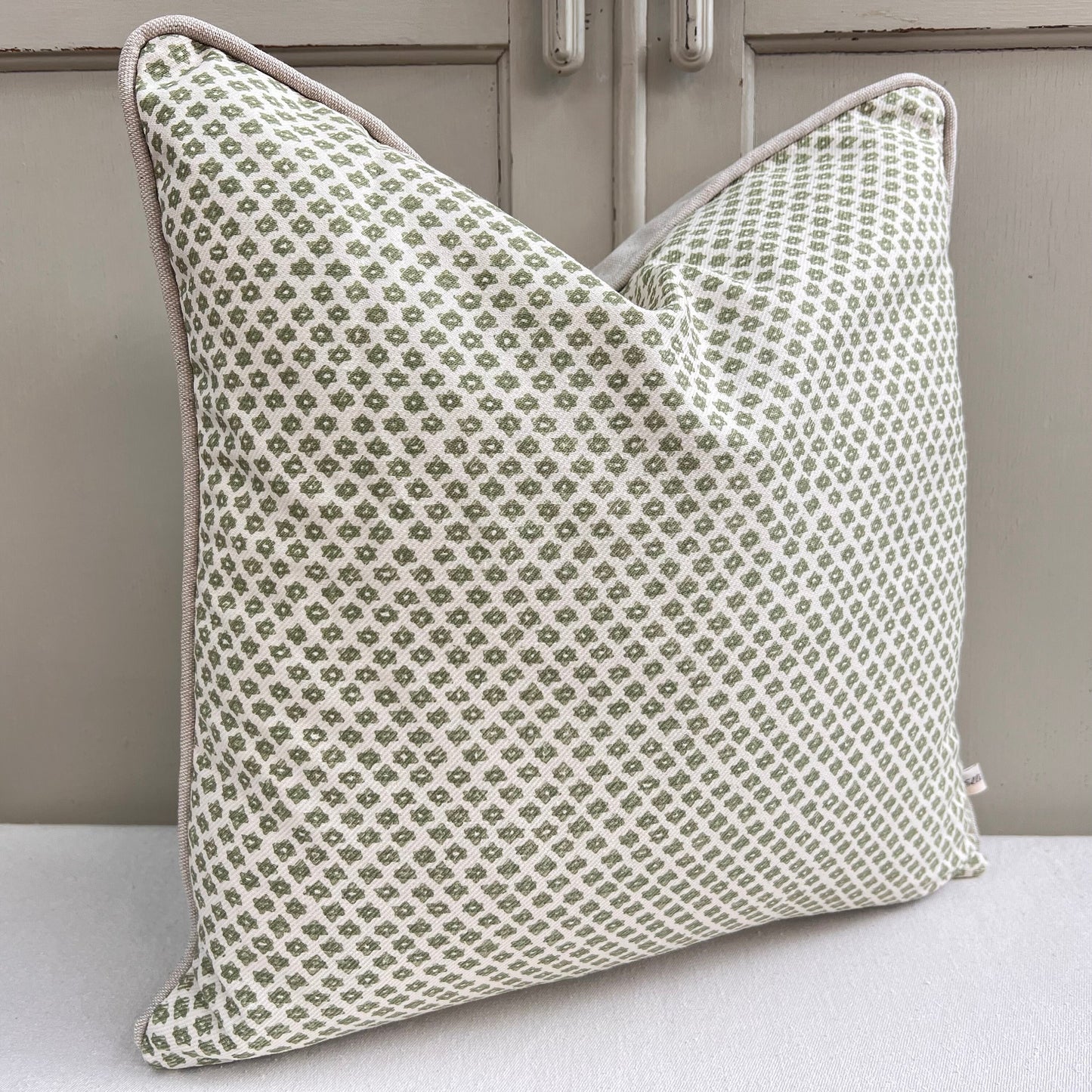 Cushions Made In Fermoie Marden Luxury Designer Decorative Green Cream Cotton Cushion Pillow Throw Cover