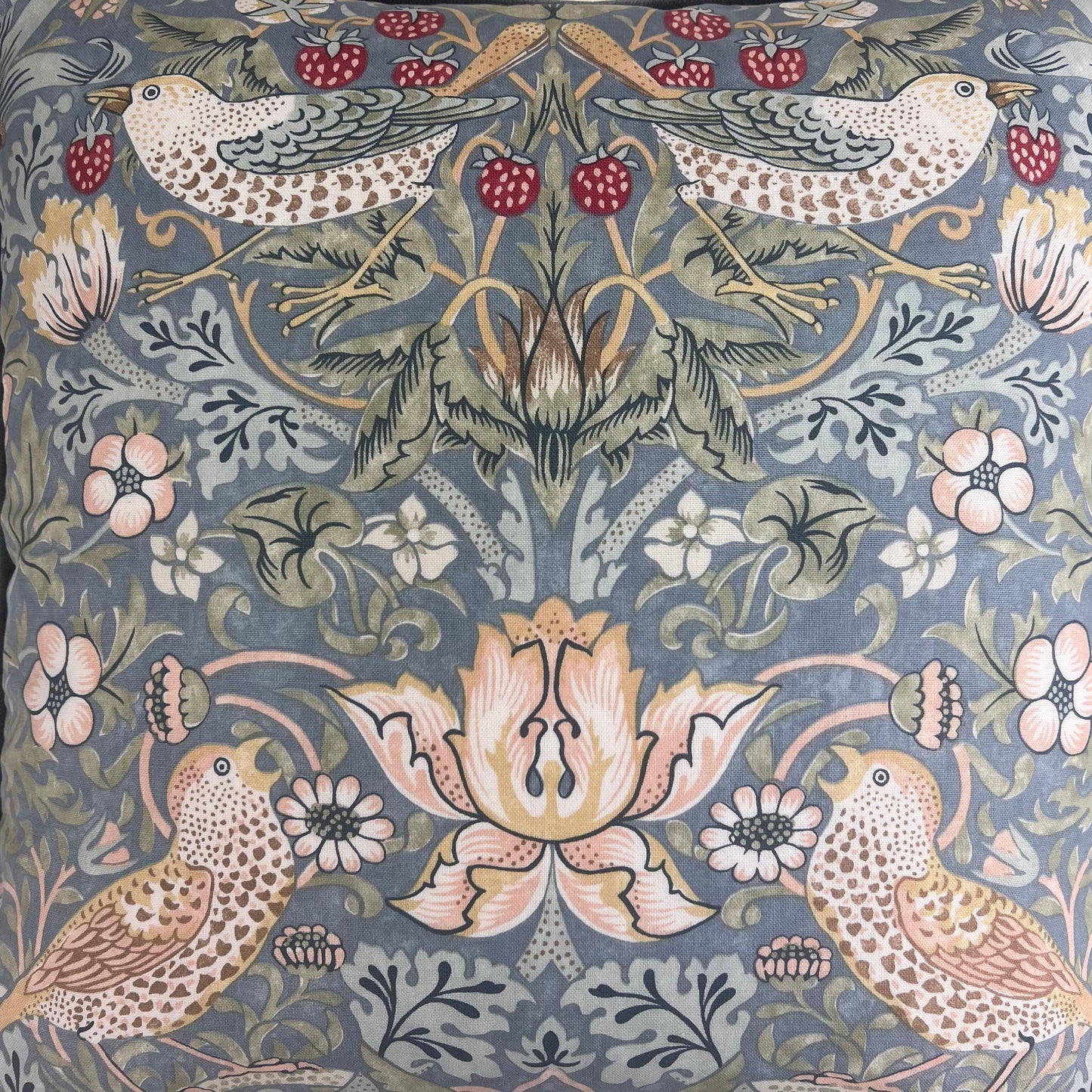 William Morris Fabric Cushion Cover Strawberry Thief Slate Blue Designer Sofa Throw Pillow