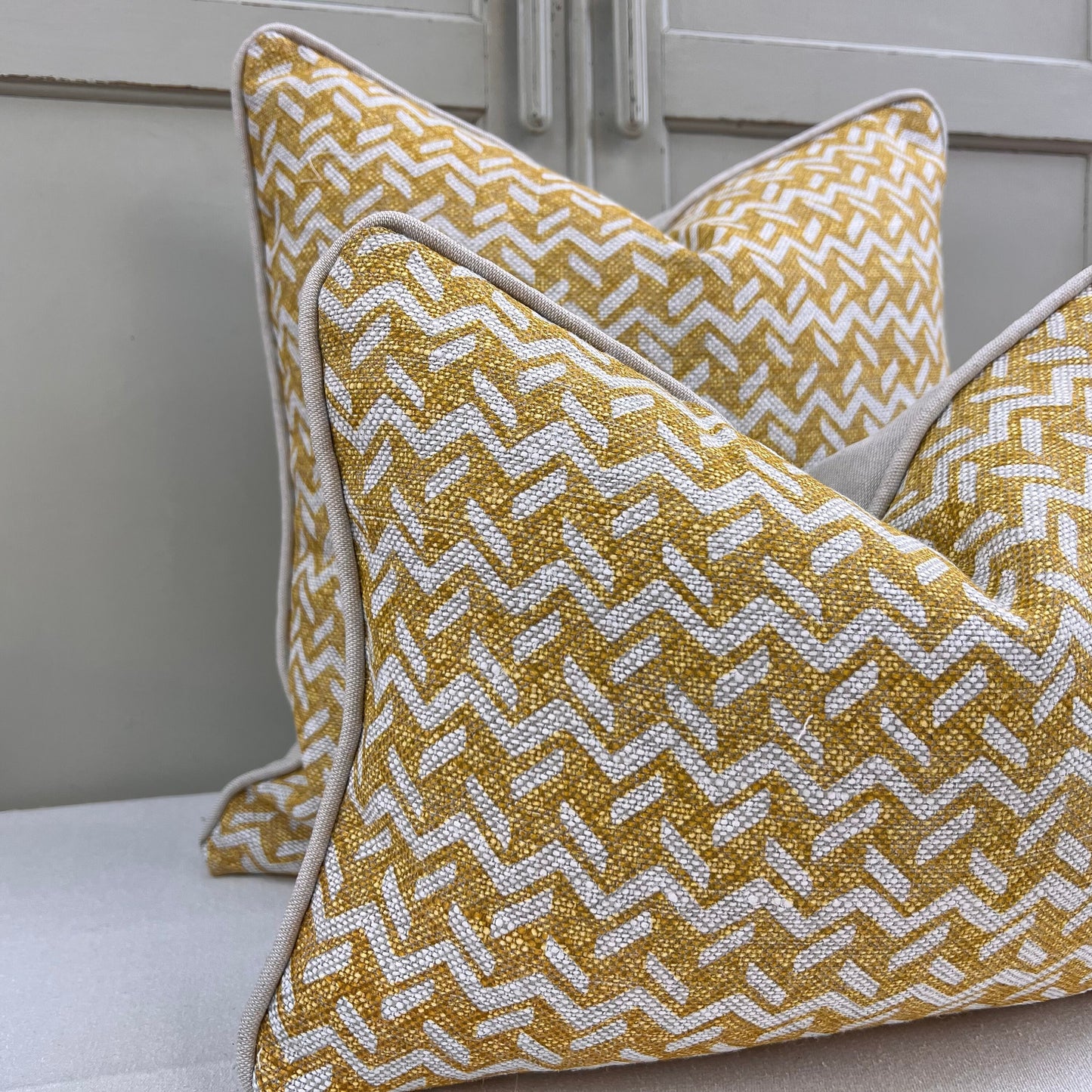 Cushions Made In Fermoie Chiltern Luxury Designer Decorative Neutral Yellow Linen Cushion Pillow Throw Cover