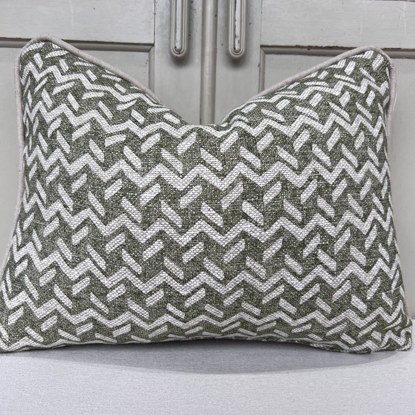 Cushions Made In Fermoie Chiltern Luxury Designer Decorative Olive Green Linen Cushion Pillow Throw Cover