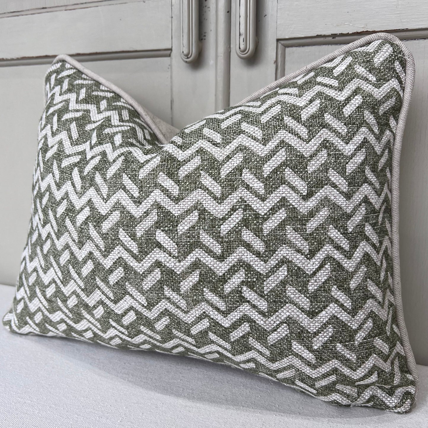 Cushions Made In Fermoie Chiltern Luxury Designer Decorative Olive Green Linen Cushion Pillow Throw Cover