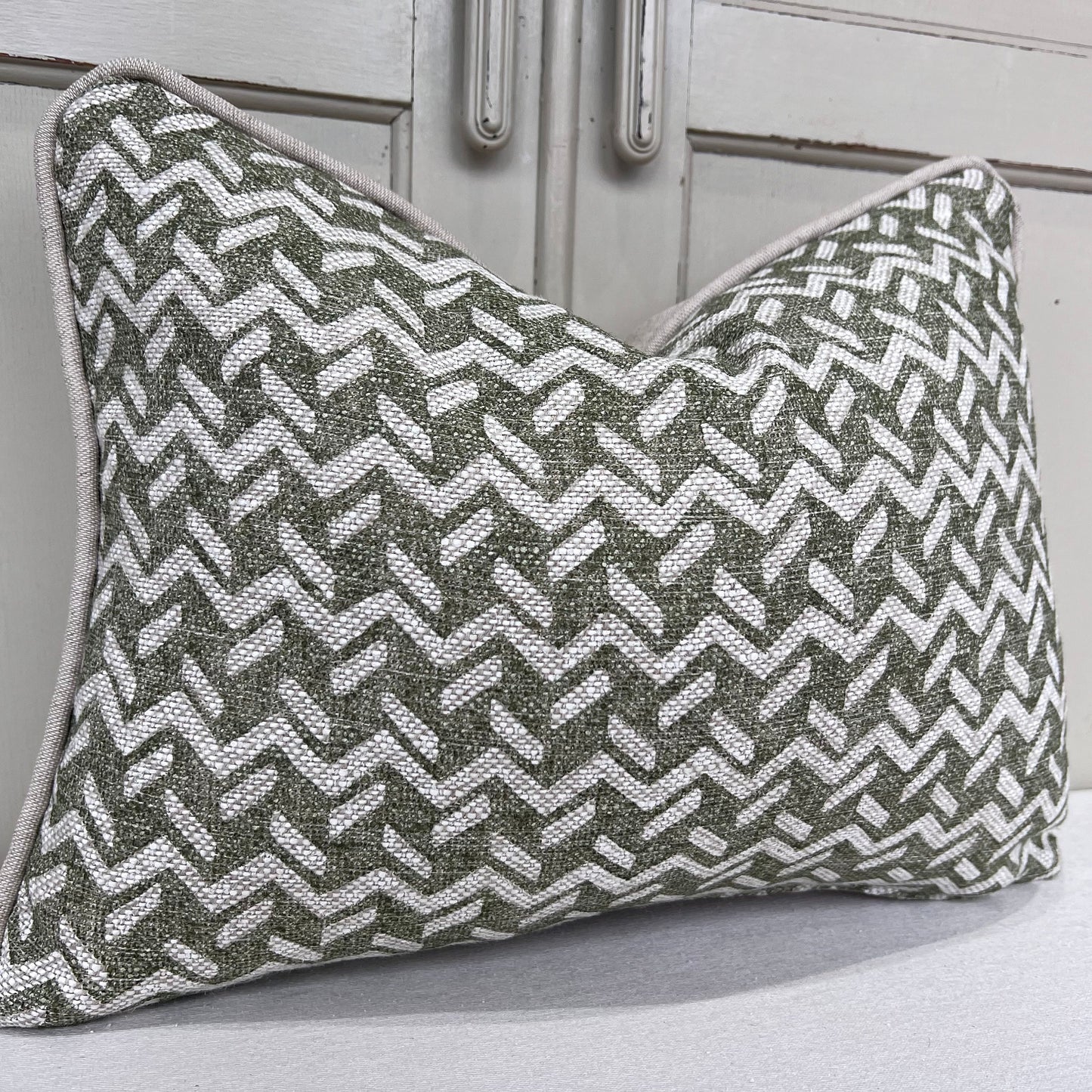 Cushions Made In Fermoie Chiltern Luxury Designer Decorative Olive Green Linen Cushion Pillow Throw Cover