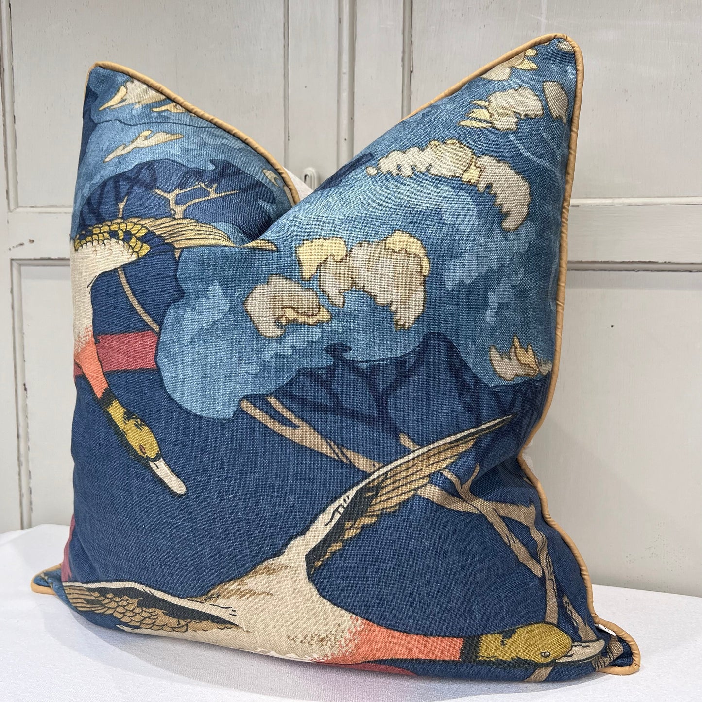 Luxury Designer Mulberry Flying Ducks Blue Luxury Cushion Pillow Cover