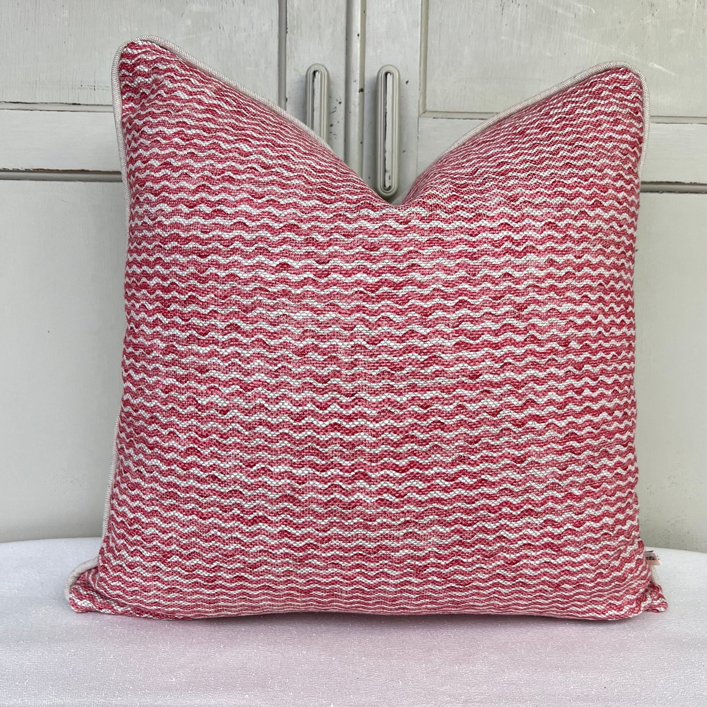 Cushions Made In Fermoie Popple Luxury Designer Decorative Raspberry Red Neutral Linen Cushion Pillow Throw Cover