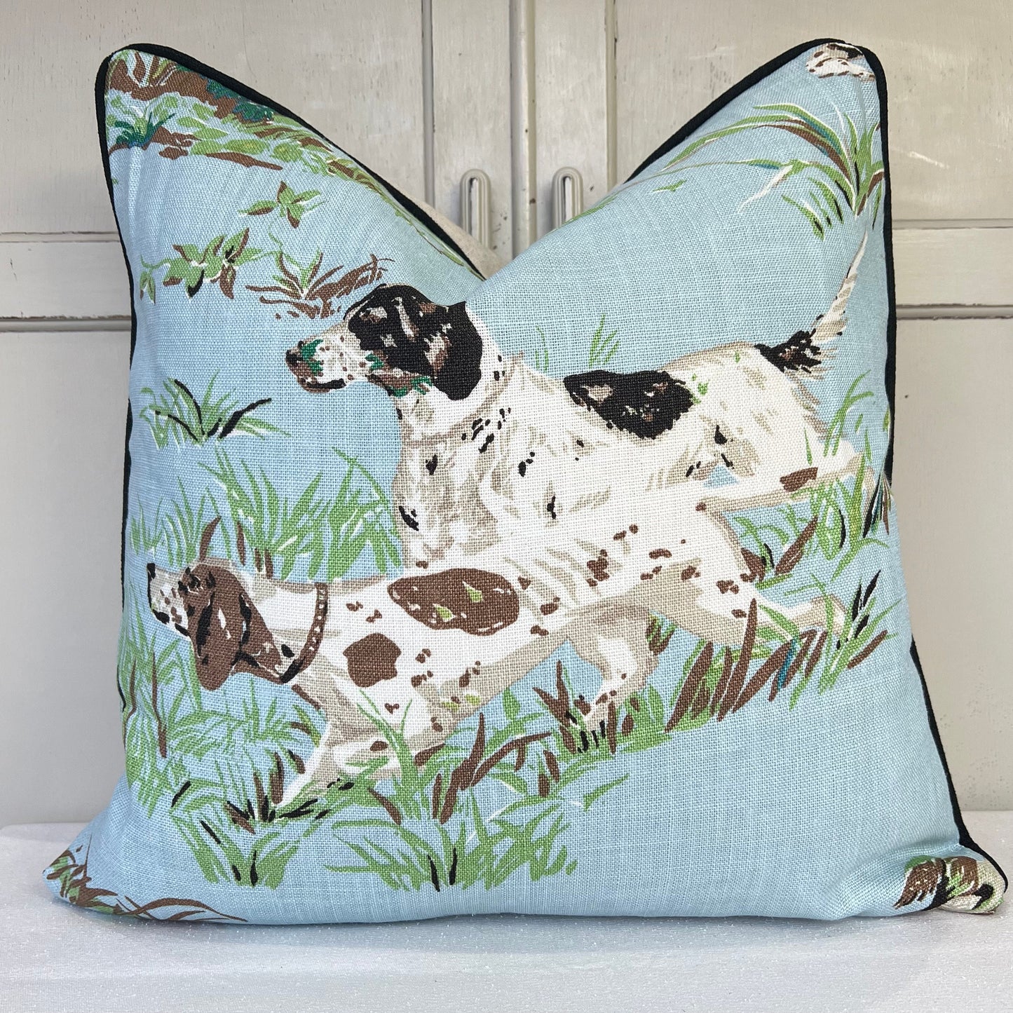 Schumacher Luxury Designer Pointers Sky Blue Cushion Pillow Cover