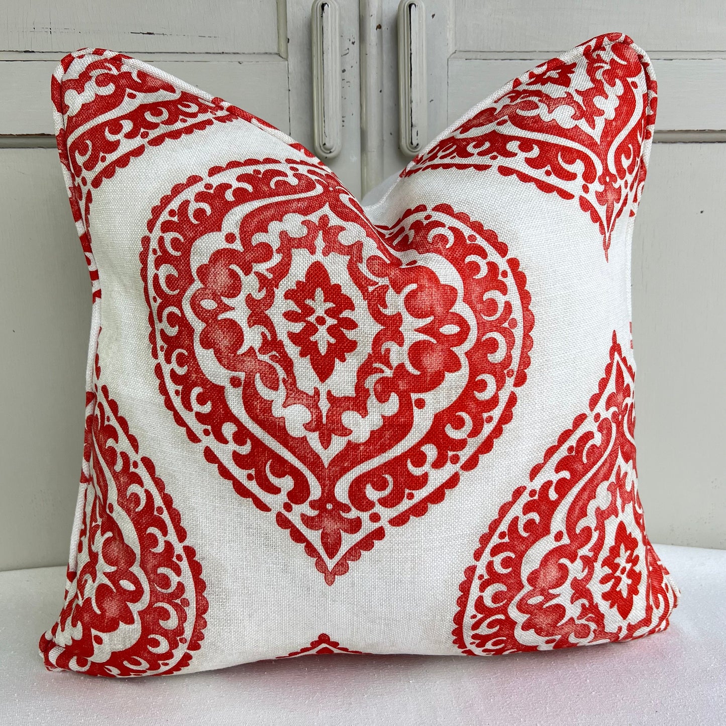 Jane Churchill Blakewater Designer Linen Red Fabric Sofa Cushion Pillow Cover Throw
