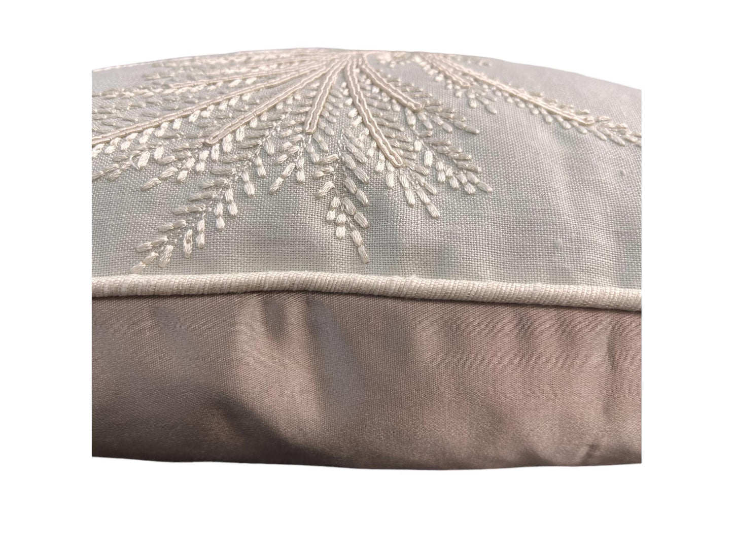 Colefax and Fowler Lavinia Luxury Designer Embroidered Pale Blue Neutral Cushion Pillow Cover