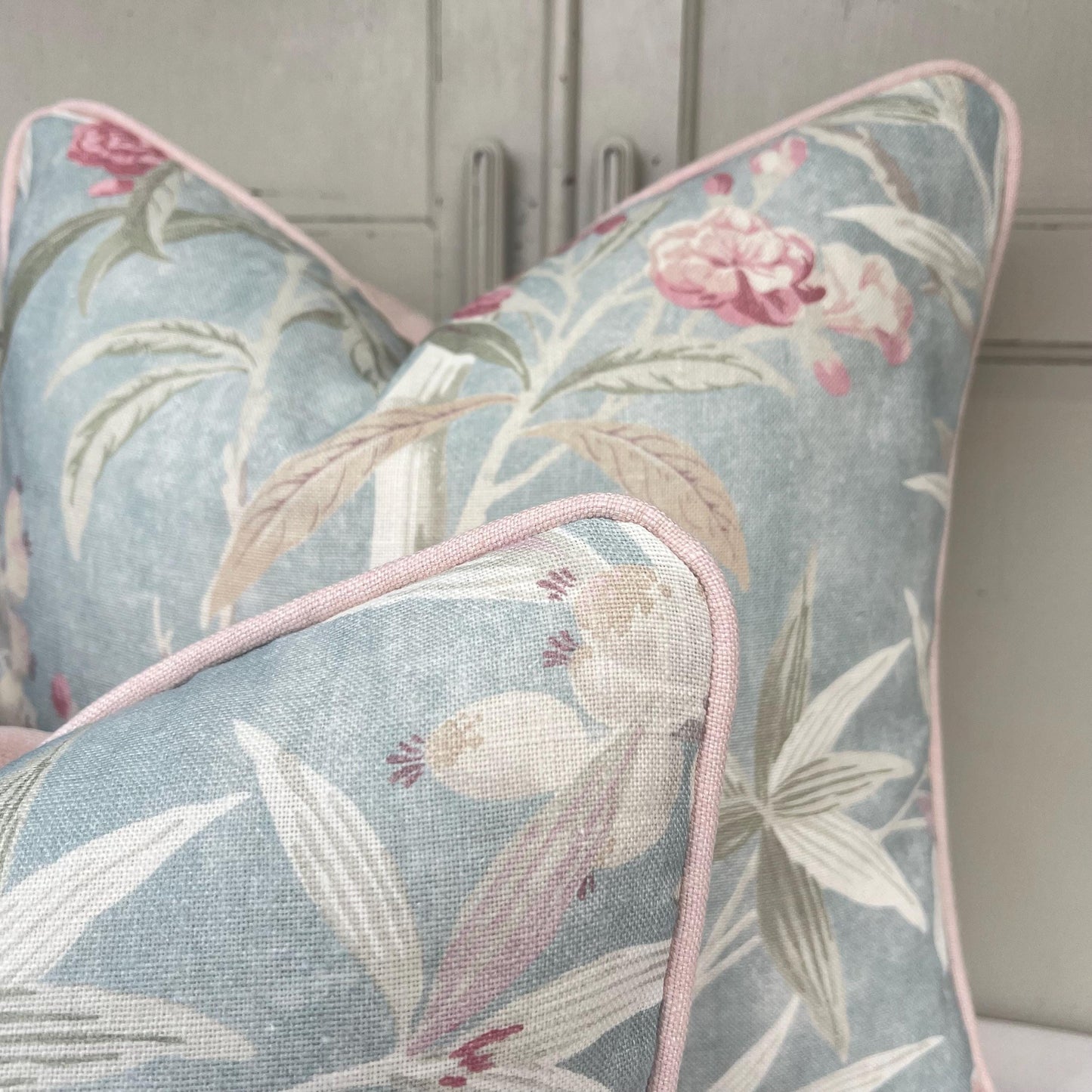 Colefax and Fowler OLeander Luxury Designer Blue Pink Decorative Cushion Pillow Cover