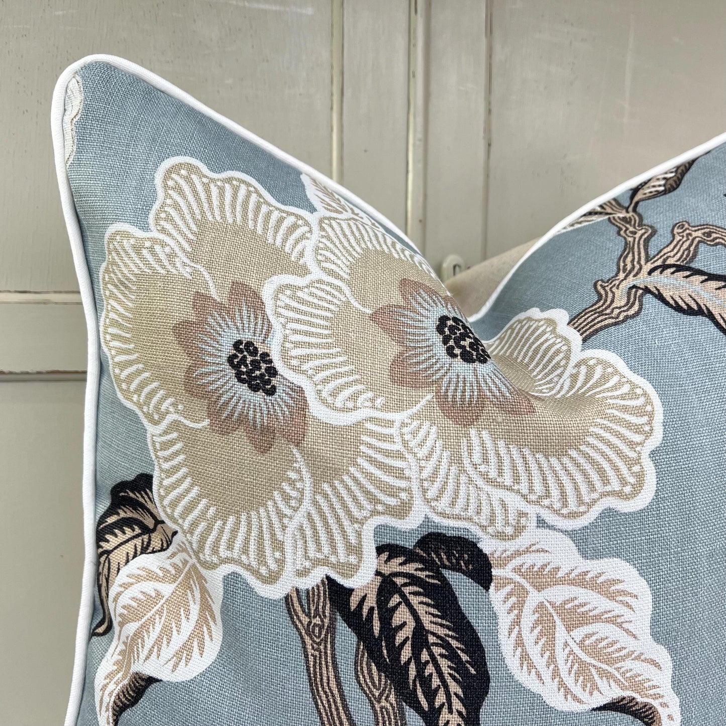 Schumacher Luxury Designer Hothouse Flowers Pale Blue Cushion Pillow Cover