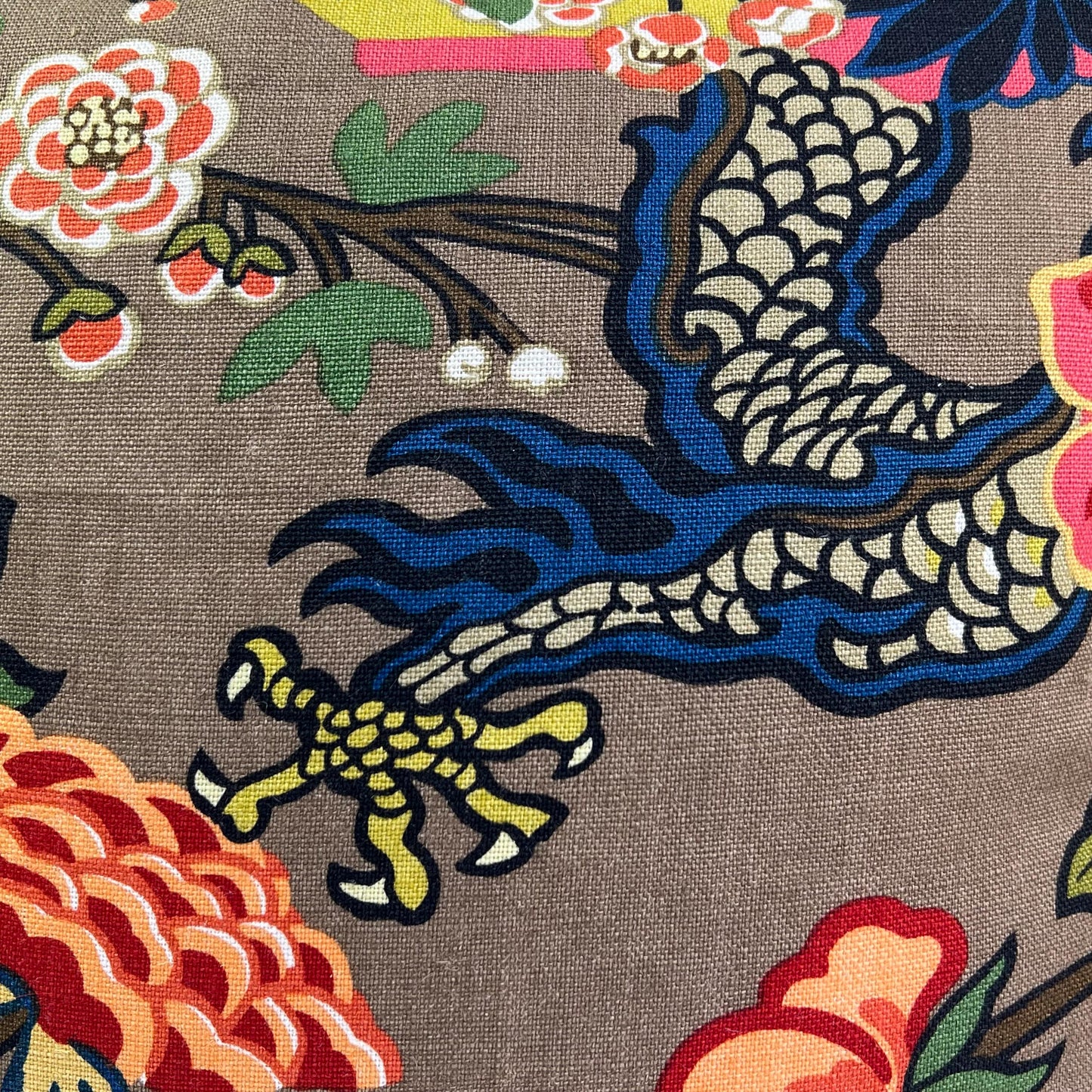 Schumacher Chaing Mai Dragon Double Sided Mocha Cushion Sofa Throw Pillow Cover