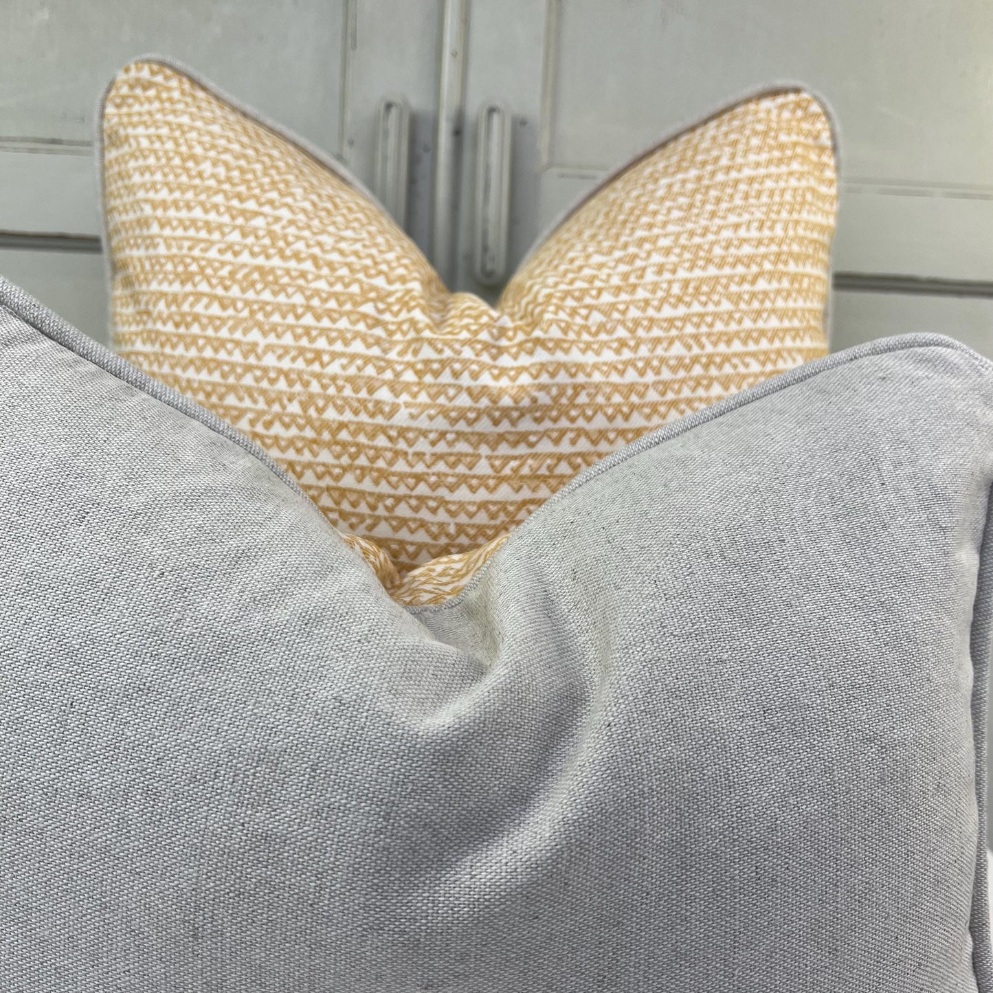 Fermoie Mendip Luxury Designer Decorative Yellow Neutral Cotton Cushion Pillow Throw Cover