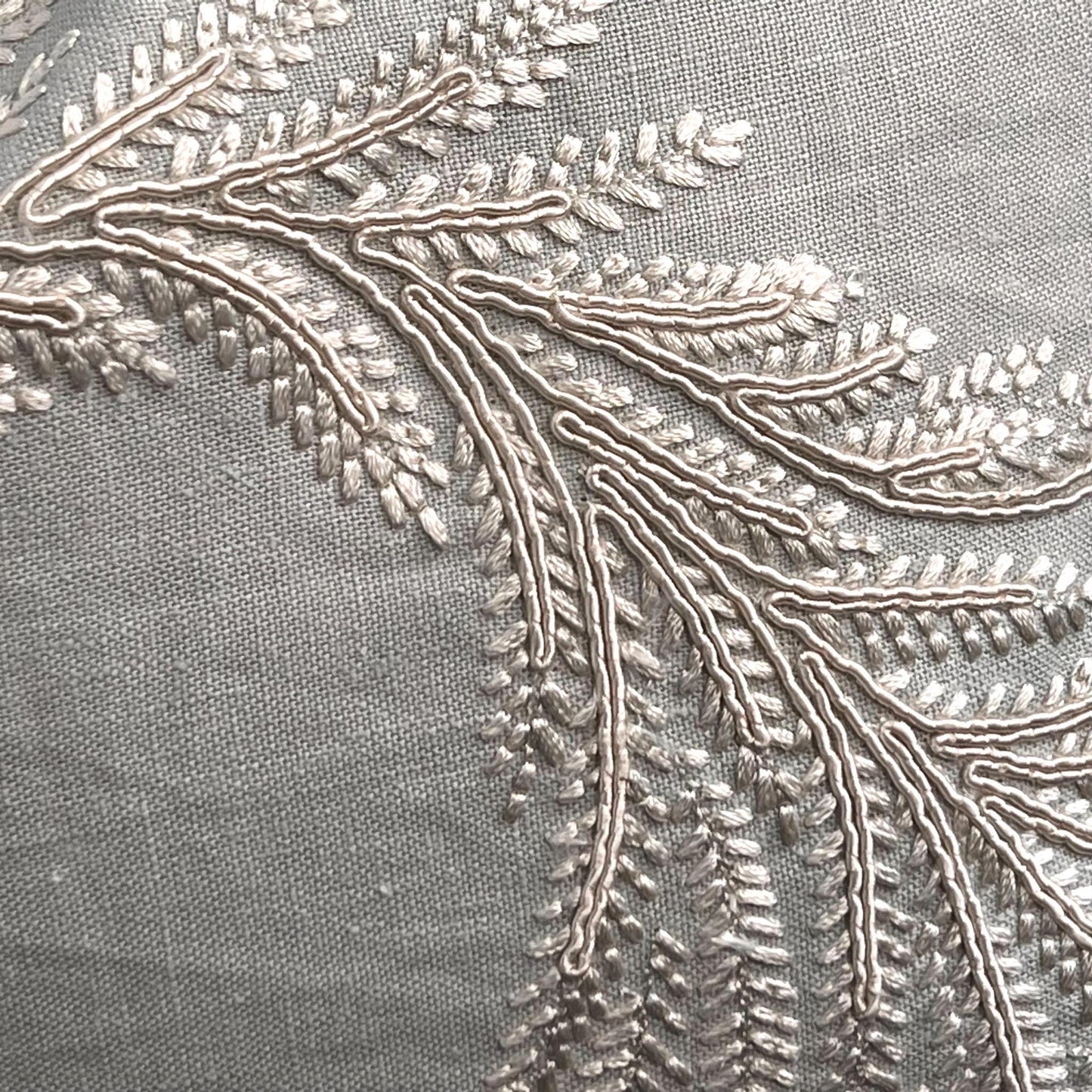 Colefax and Fowler Lavinia Luxury Designer Embroidered Pale Blue Neutral Cushion Pillow Cover