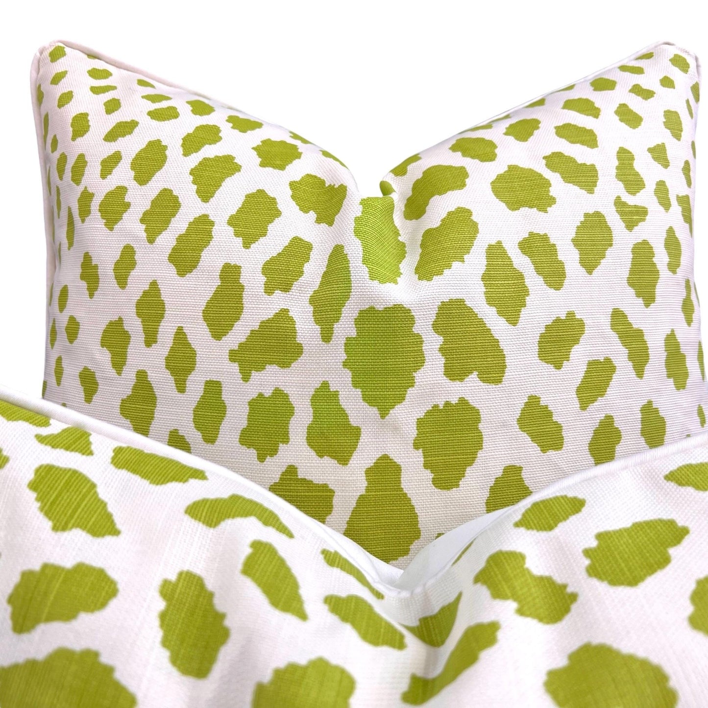Luxury Designer Quadrille Cheetah Green Fabric Cushion Pillow Throw Cover