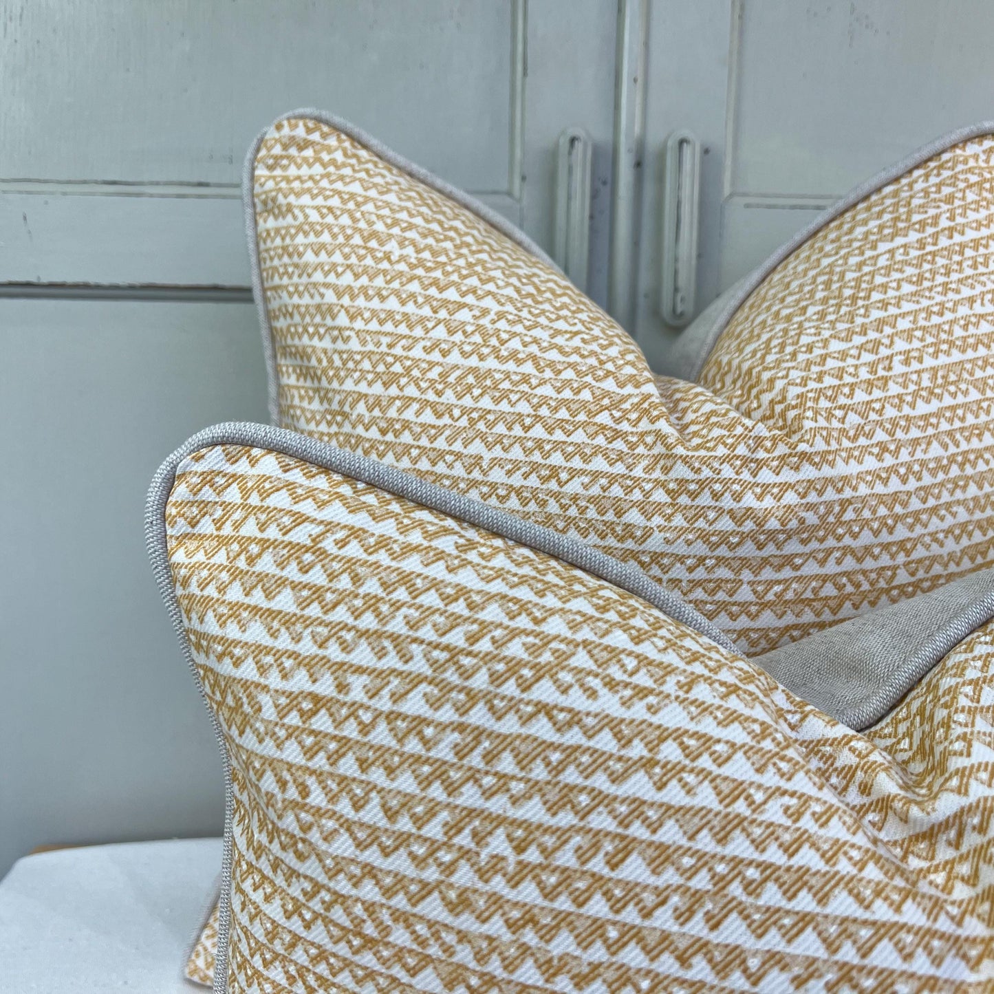 Fermoie Mendip Luxury Designer Decorative Yellow Neutral Cotton Cushion Pillow Throw Cover