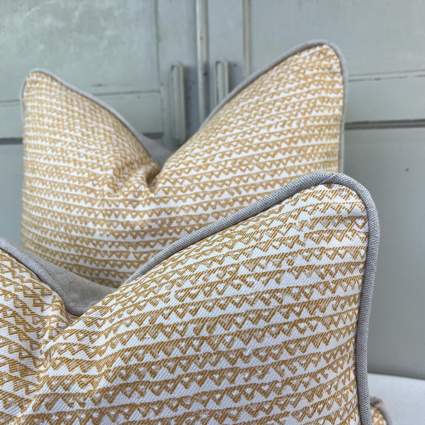 Fermoie Mendip Luxury Designer Decorative Yellow Neutral Cotton Cushion Pillow Throw Cover