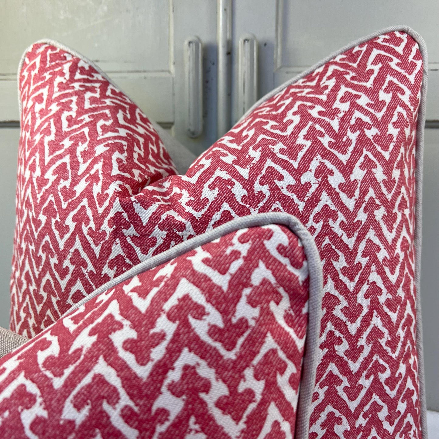 Cushions Made In Fermoie Rabanna Red Cotton Decorative Sofa Throw Pillow Cover
