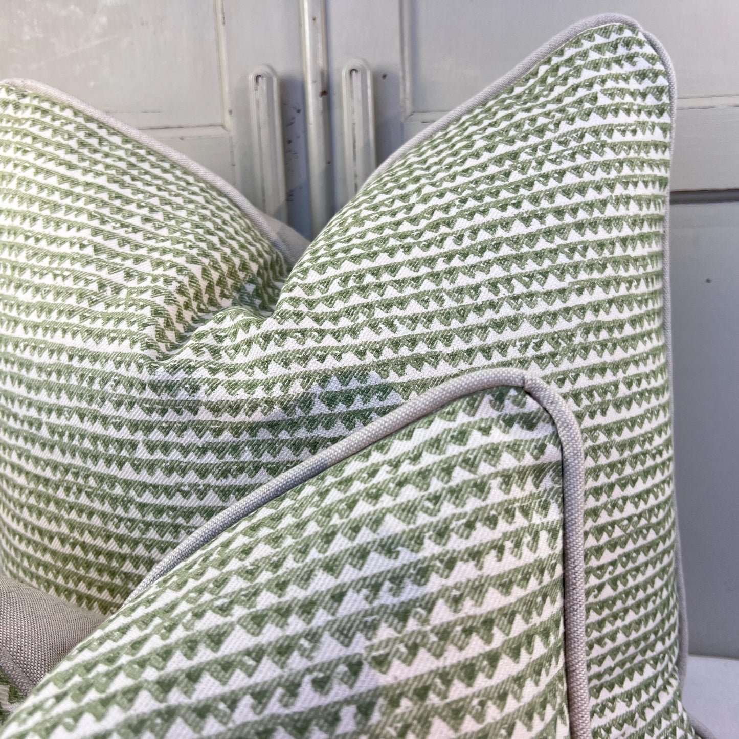 Cushions Made In Fermoie Mendip Mid Green Neutral Cotton Cushion Pillow Throw Cover