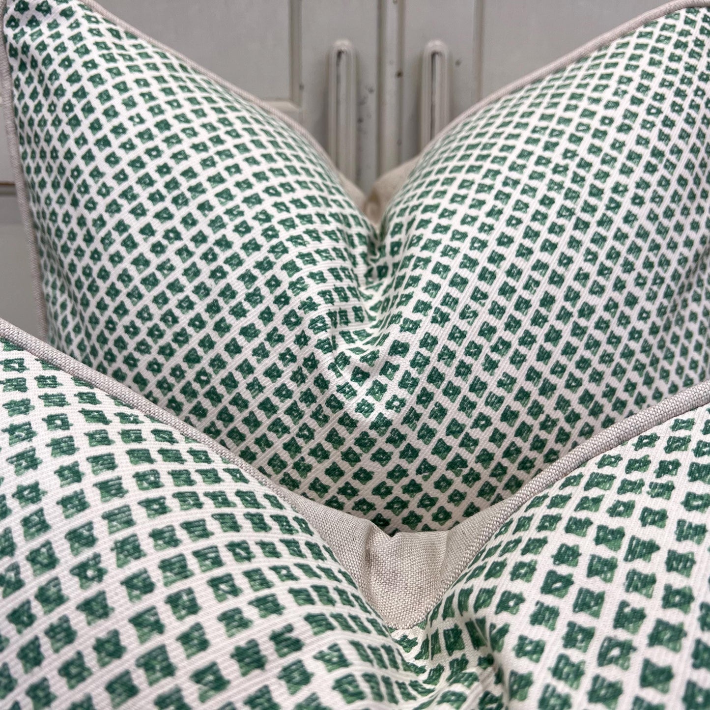 Cushions Made In Fermoie Marden Luxury Designer Decorative Green Cream Cotton Cushion Pillow Throw Cover