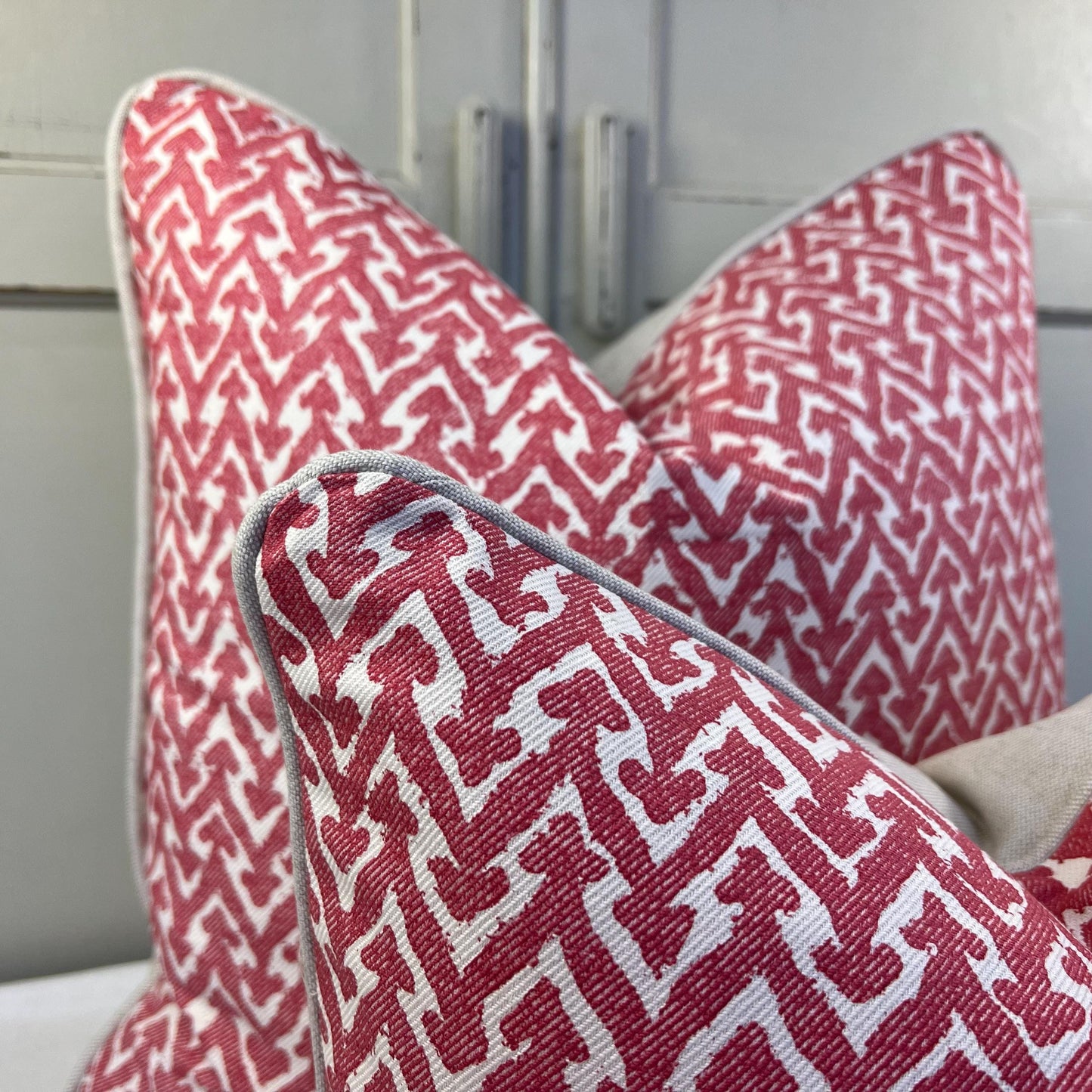 Cushions Made In Fermoie Rabanna Red Cotton Decorative Sofa Throw Pillow Cover
