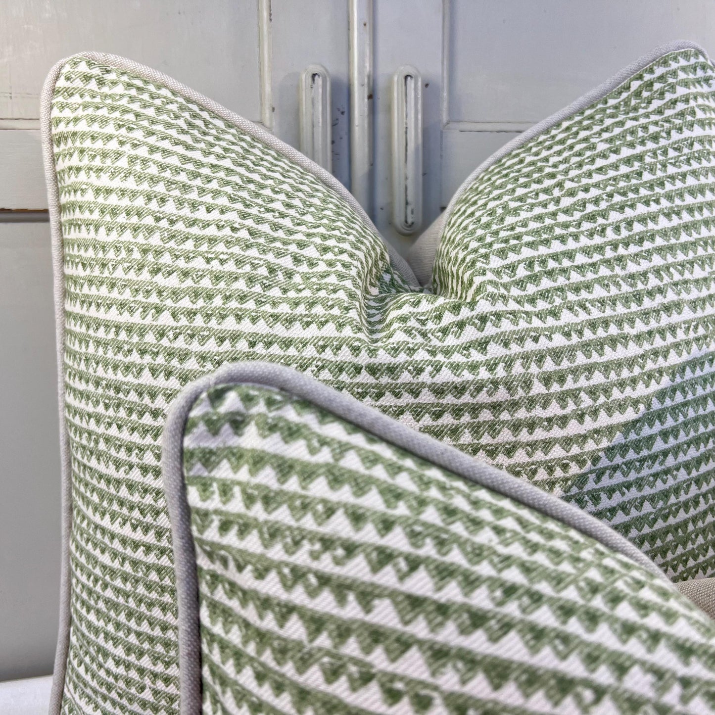 Cushions Made In Fermoie Mendip Mid Green Neutral Cotton Cushion Pillow Throw Cover