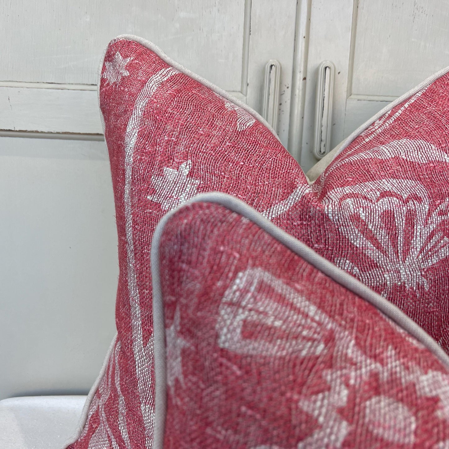 Cushions Made In Fermoie Luxury Designer Astrea Floral Raspberry Red Cushion Pillow Throw Cover