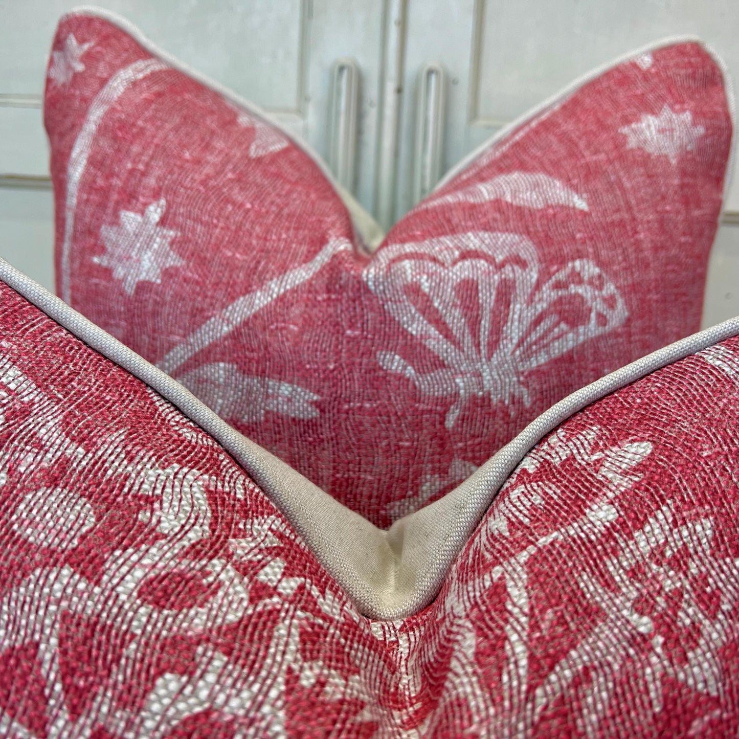 Cushions Made In Fermoie Luxury Designer Astrea Floral Raspberry Red Cushion Pillow Throw Cover