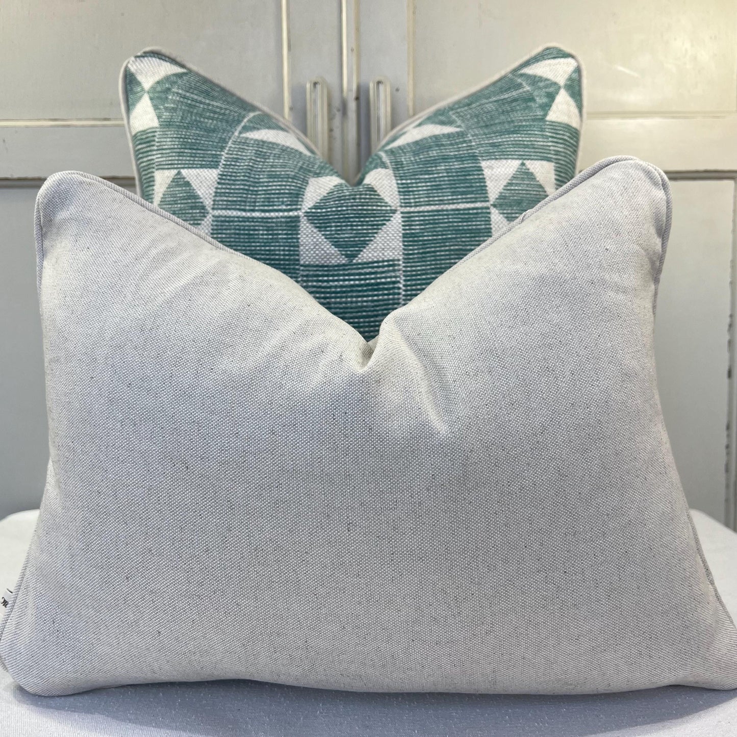 Cushions Made In Fermoie Flag Decorative Dark Teal Neutral Linen Cushion Pillow Throw Cover
